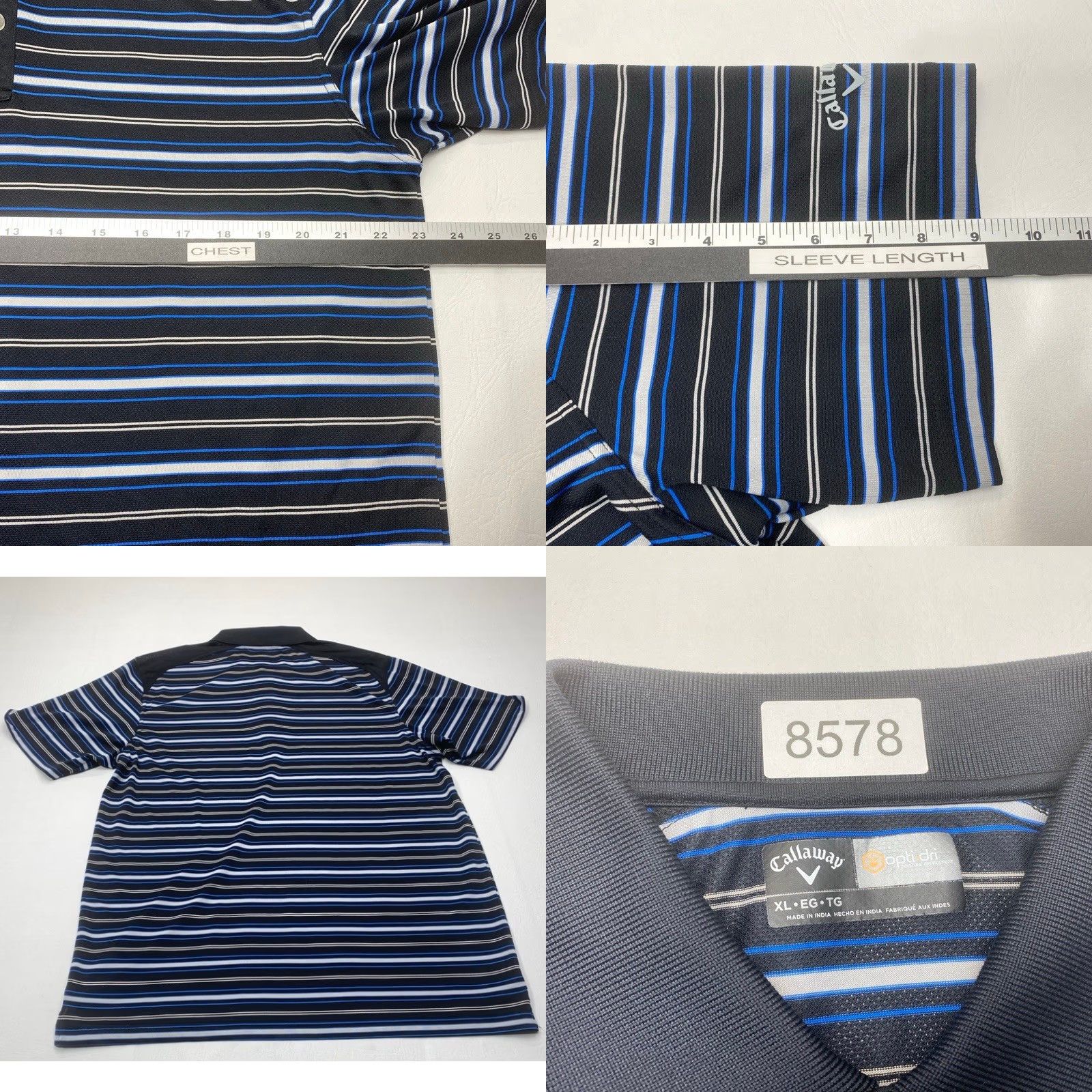 Callaway Callaway Polo Shirt Callaway Opti Dri Polo Shirt Men's XL Striped Black Gray Blue Golf 8578 Size US XL / EU 56 / 4 - 8 Thumbnail