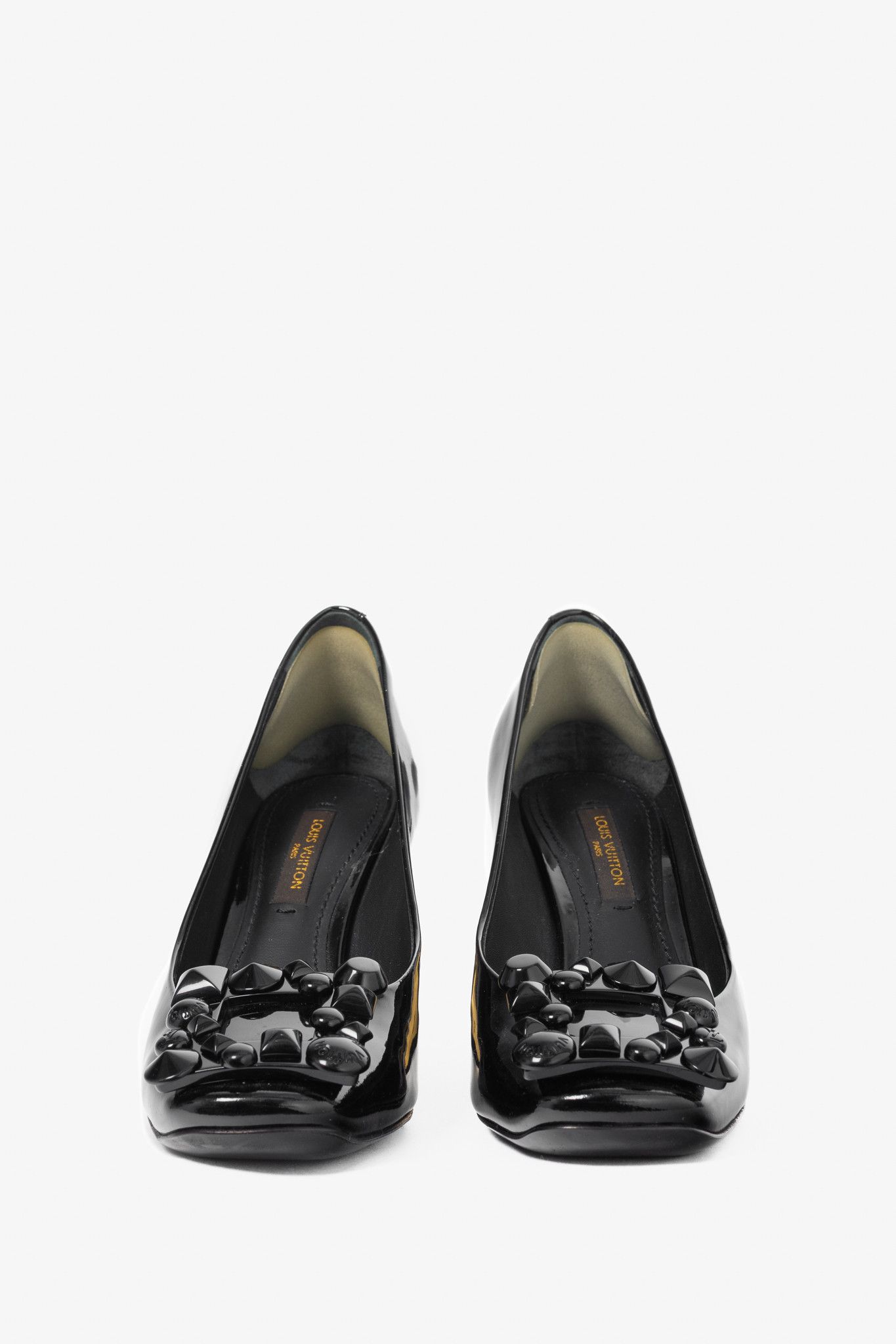 Louis Vuitton Louis Vuitton Black Patent Leather Embellished-Buckle Pumps Size US 4.5 / IT 34.5 - 2 Thumbnail