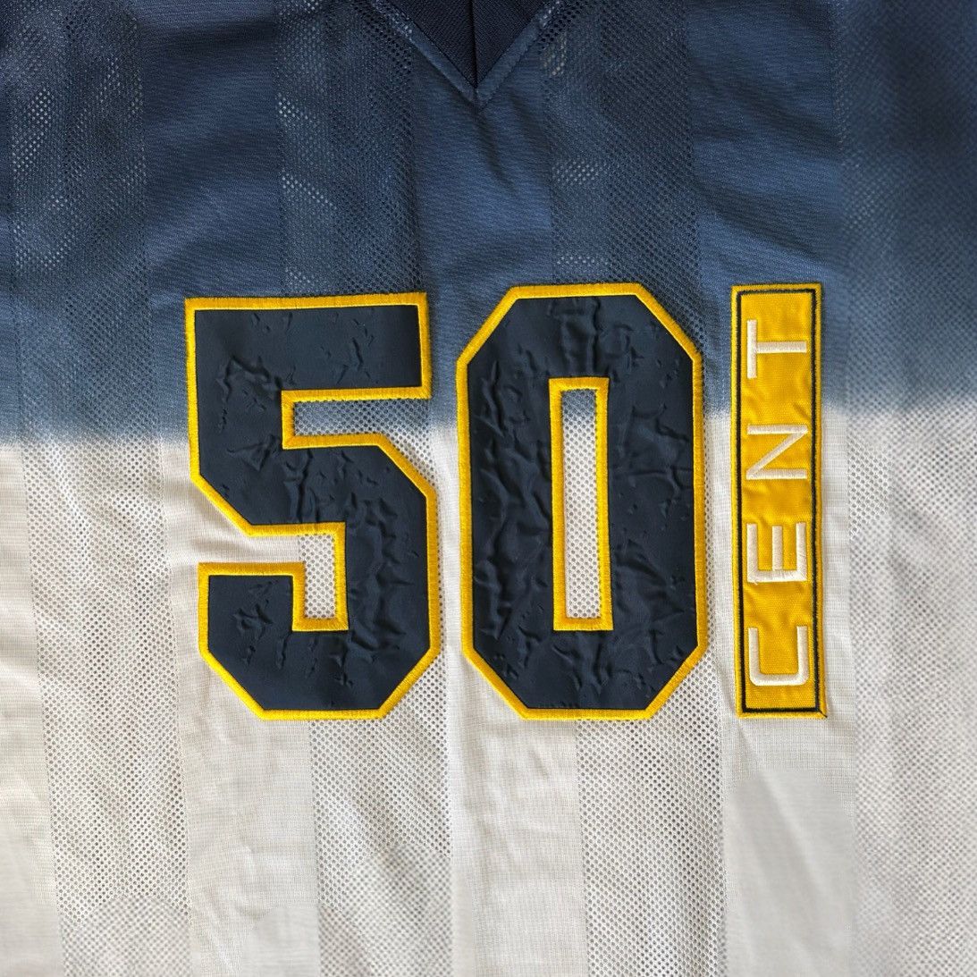 50 Cent Y2K 50 Cent Blue, White, & Yellow Oversized Jersey Tee Size US L / EU 52-54 / 3 - 1 Thumbnail