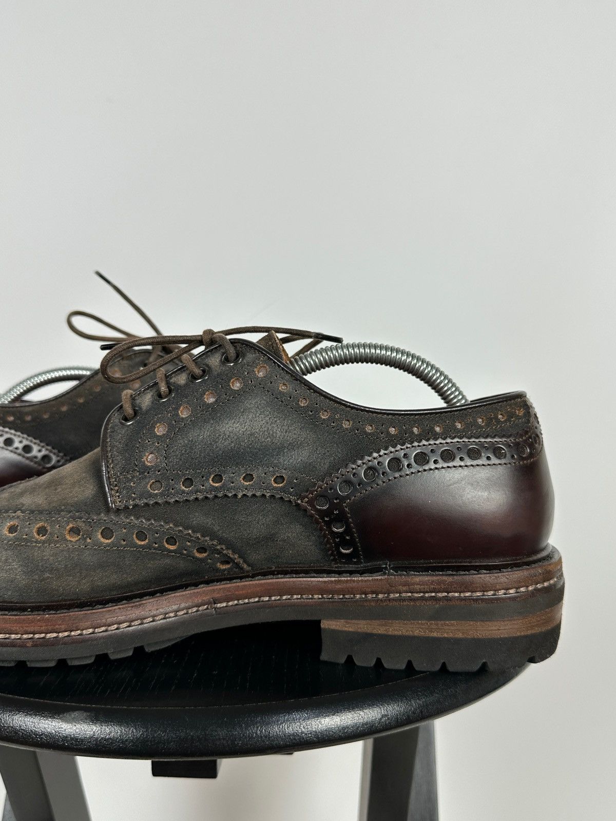 Santoni Santoni Wingtip Brogue Brown Suede Leather Shoes Size US 9.5 / EU 42-43 - 18 Thumbnail