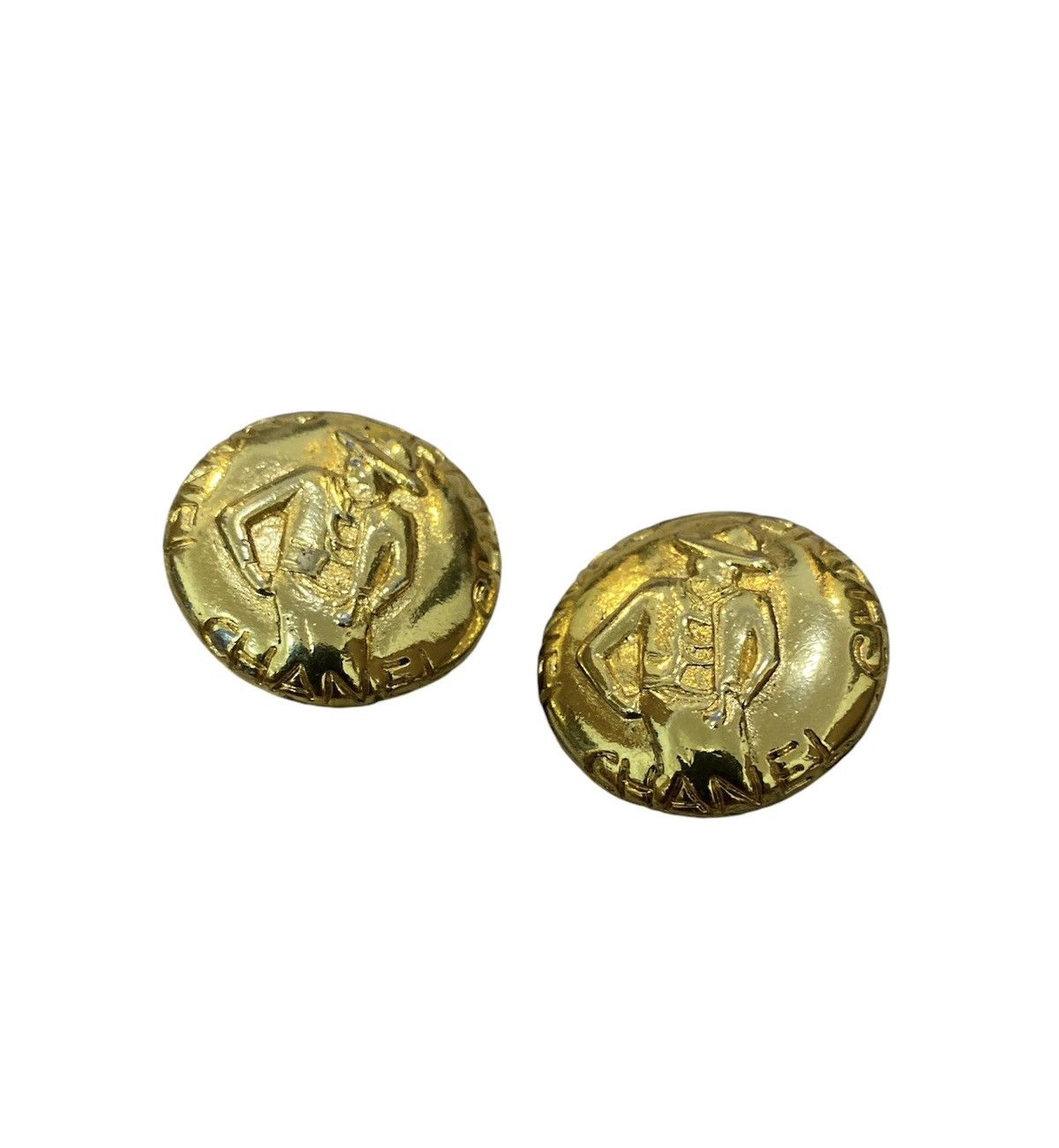 Chanel Vintage Chanel 24K Gold Plated Round Mademoiselle Earrings Size ONE SIZE - 1 Thumbnail