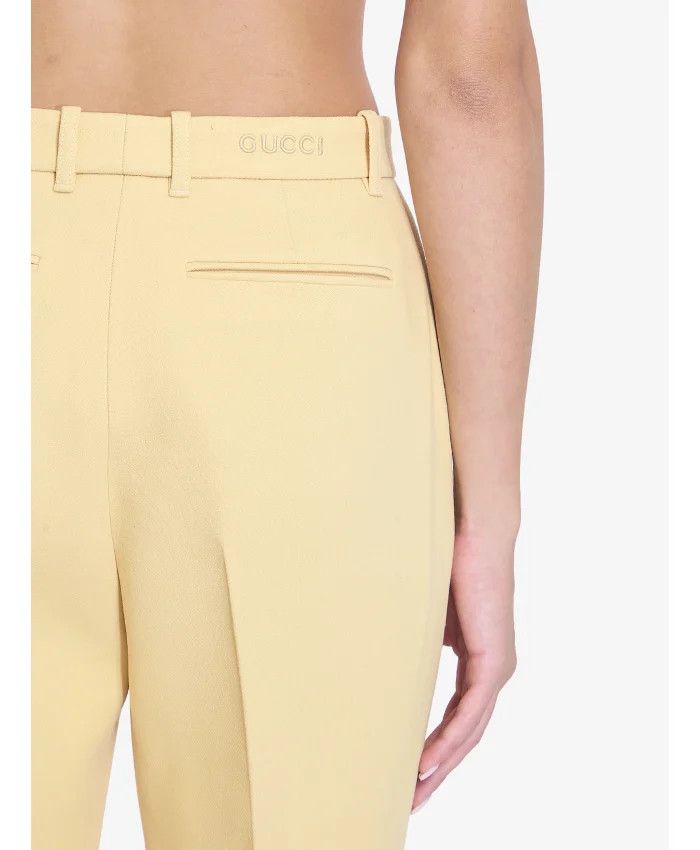 Gucci o1la5ras0526 Light Wool Crêpe Pants in Yellow Size 26" / US 2 / IT 38 - 4 Thumbnail