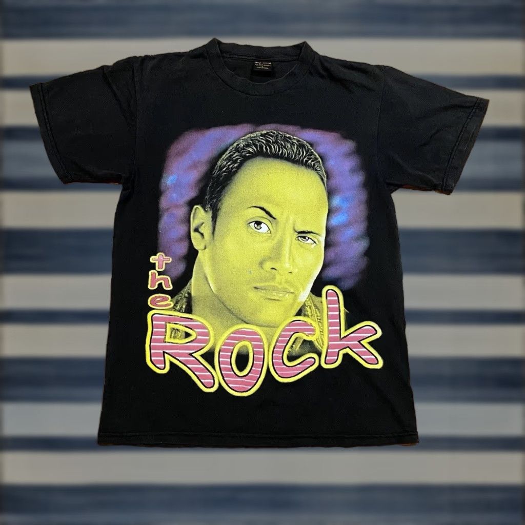 Vintage VINTAGE Dwayne The Rock Johnson WWF Wrestling AOP WWE Tee Big Land Sz Medium Shirt Mens 90s Double-Sided Black Short Sleeve Crew Neck Size US M / EU 48-50 / 2 - 1 Thumbnail