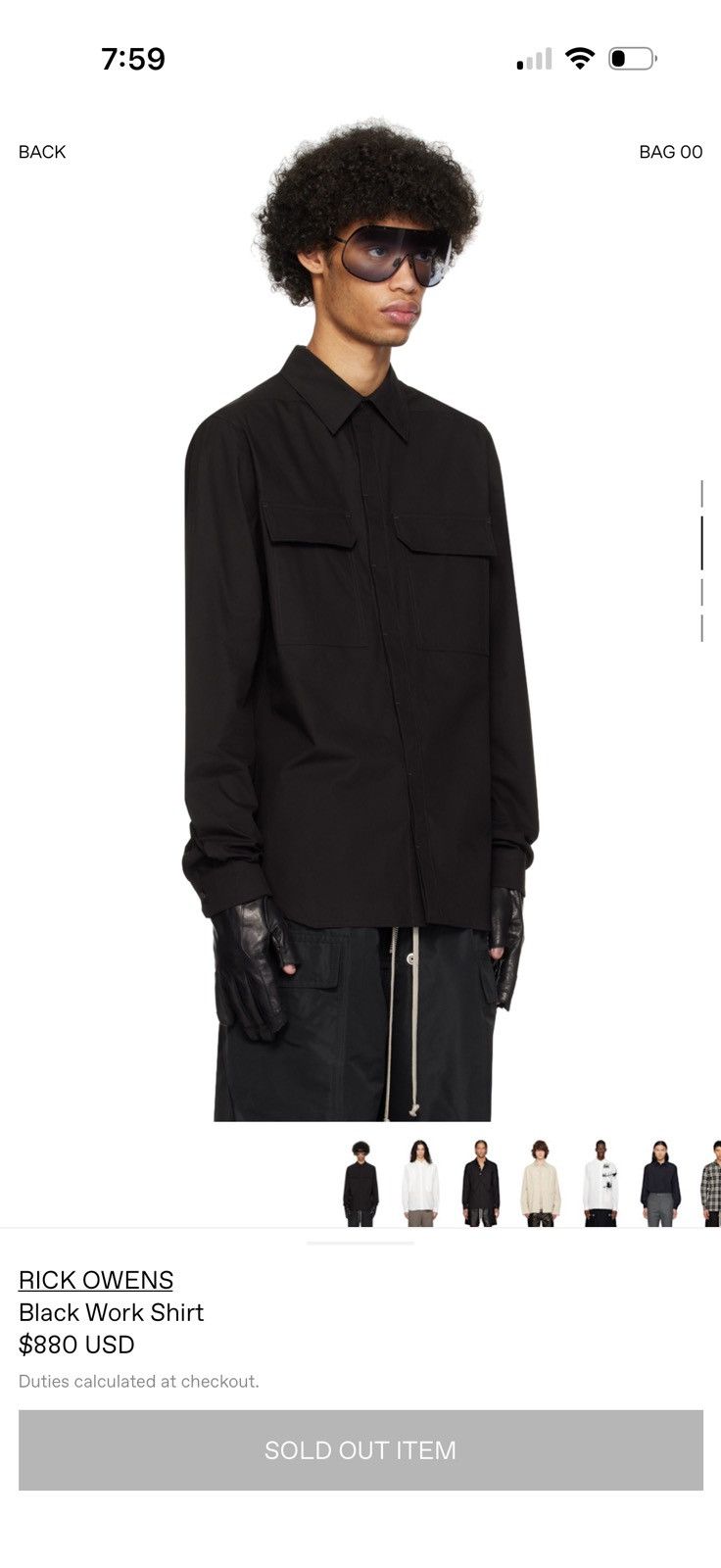 Rick Owens Rick Owens work shirt Size US S / EU 44-46 / 1 - 6 Thumbnail