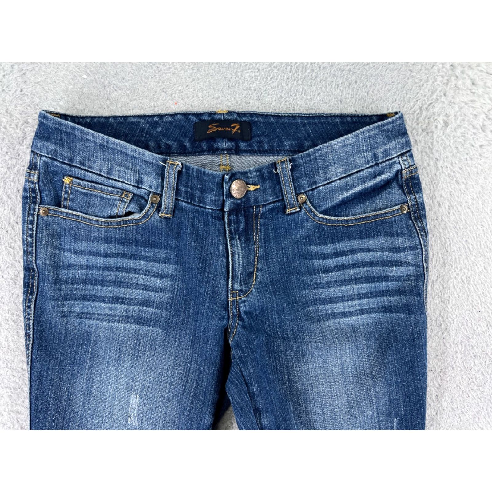 Vintage Seven7 Jeans Women 6 Blue Denim Skinny Distressed Ankle Zip - Regular Rise Cotton Blend 5-Pocket Denim Jeans Women XS-XL? Size 28" / US 6 / IT 42 - 7 Thumbnail