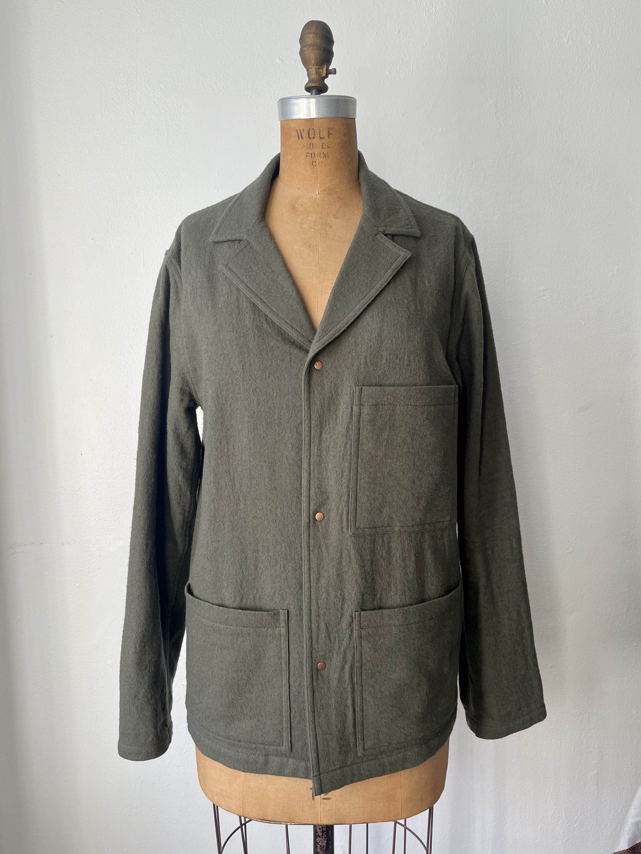 image of Private White V C Green Wool/cotton Shacket, Size 2, Men's