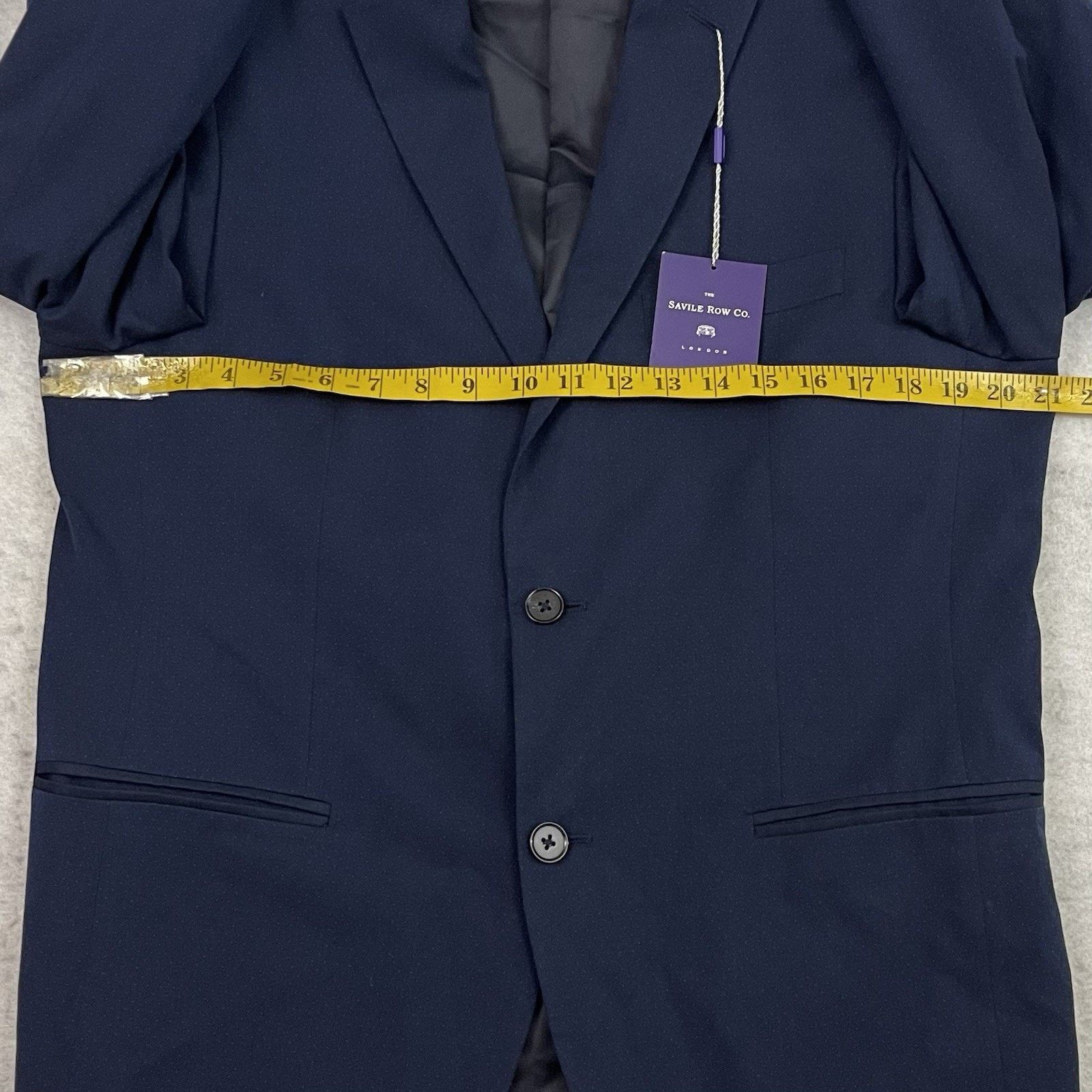 Savile Row Savile Row Co Blazer Mens 40R Blue Slim Fit Stretch 2 Button Size 40R - 5 Thumbnail