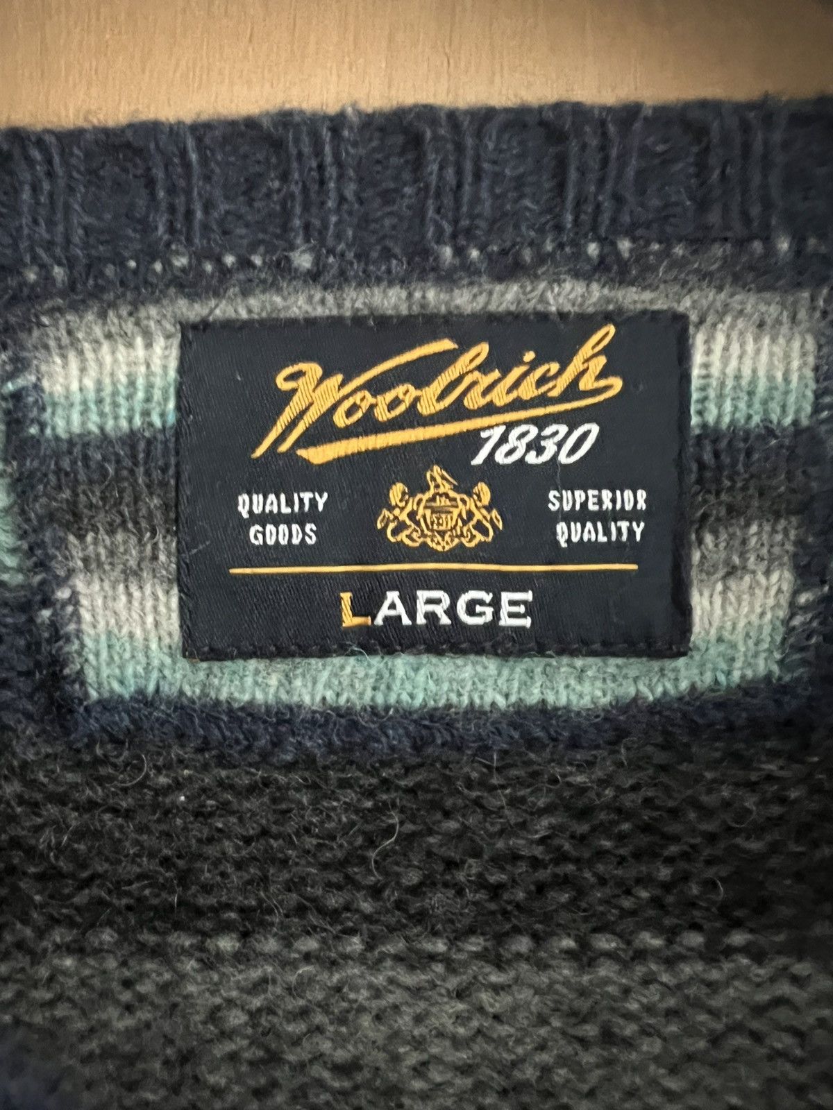 Woolrich Woolen Mills Blue Striped Knit Size US L / EU 52-54 / 3 - 3 Thumbnail