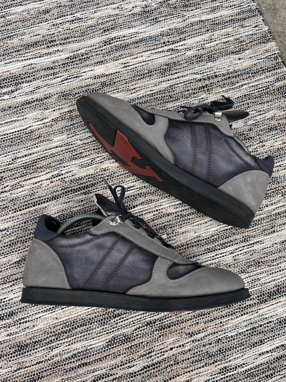 Kiton Rare Kiton Grey Leather Low Top Sneakers Luxury Avantgarde Size US 8 / EU 41 - 8 Thumbnail