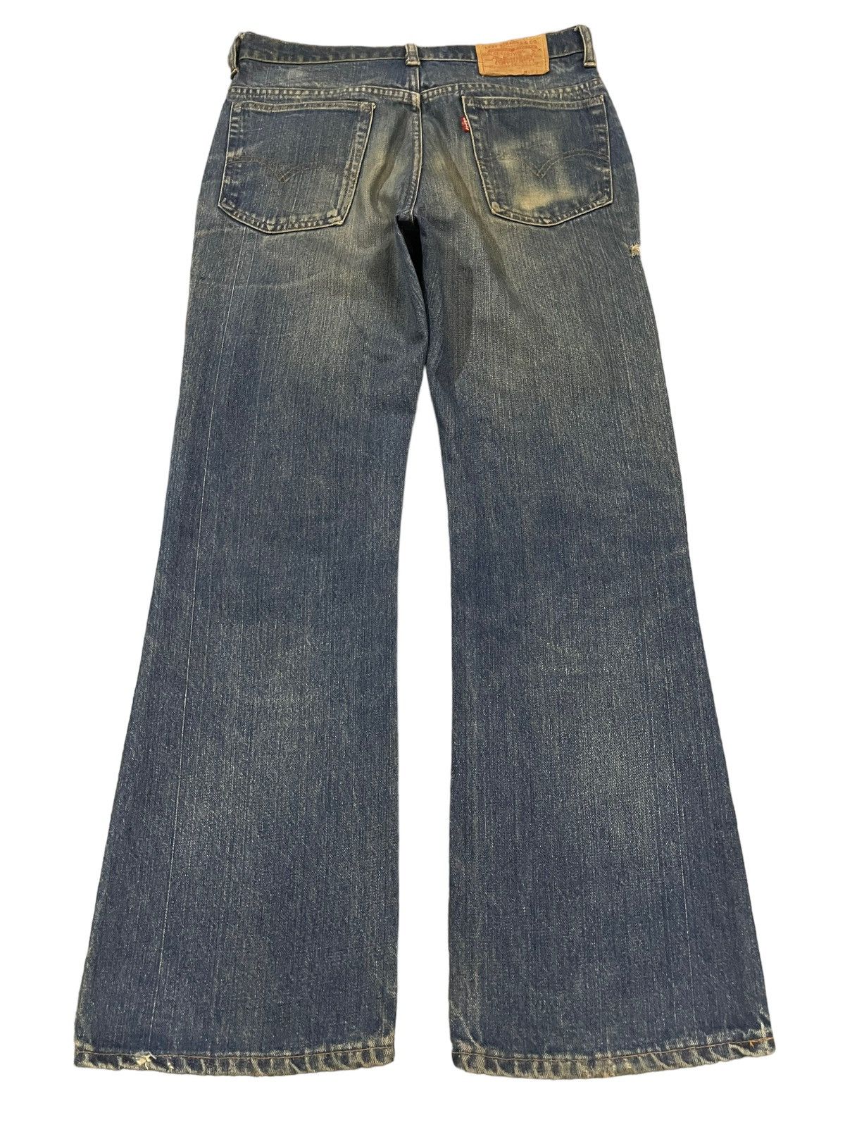 Vintage 70s Levis 517 Button #16 Distress Bootcut Jeans - Main Image
