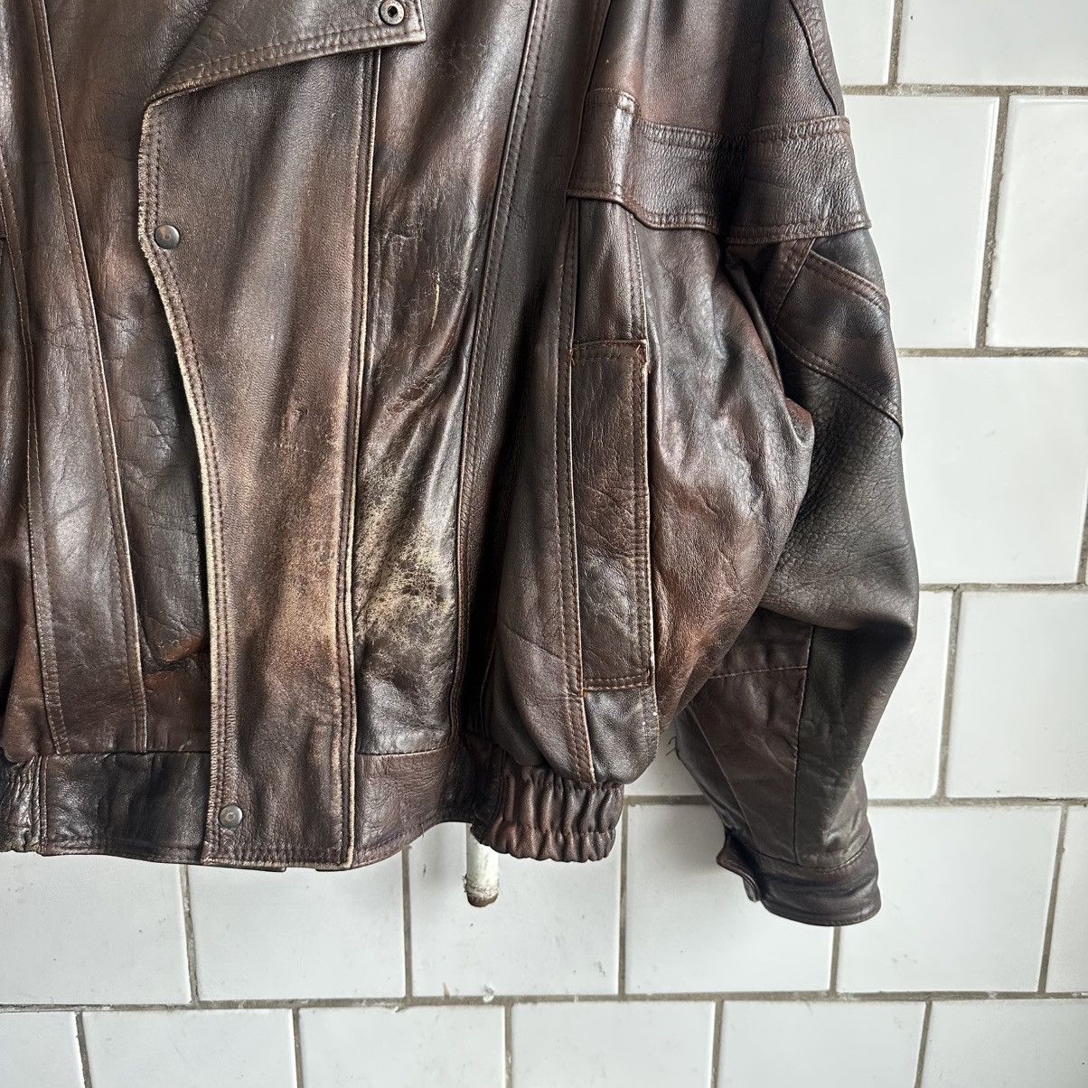 Japanese Brand × Leather Vintage Japanese Style Leather Jacket 90s Crazy Fit Y2K Size US M / EU 48-50 / 2 - 7 Thumbnail