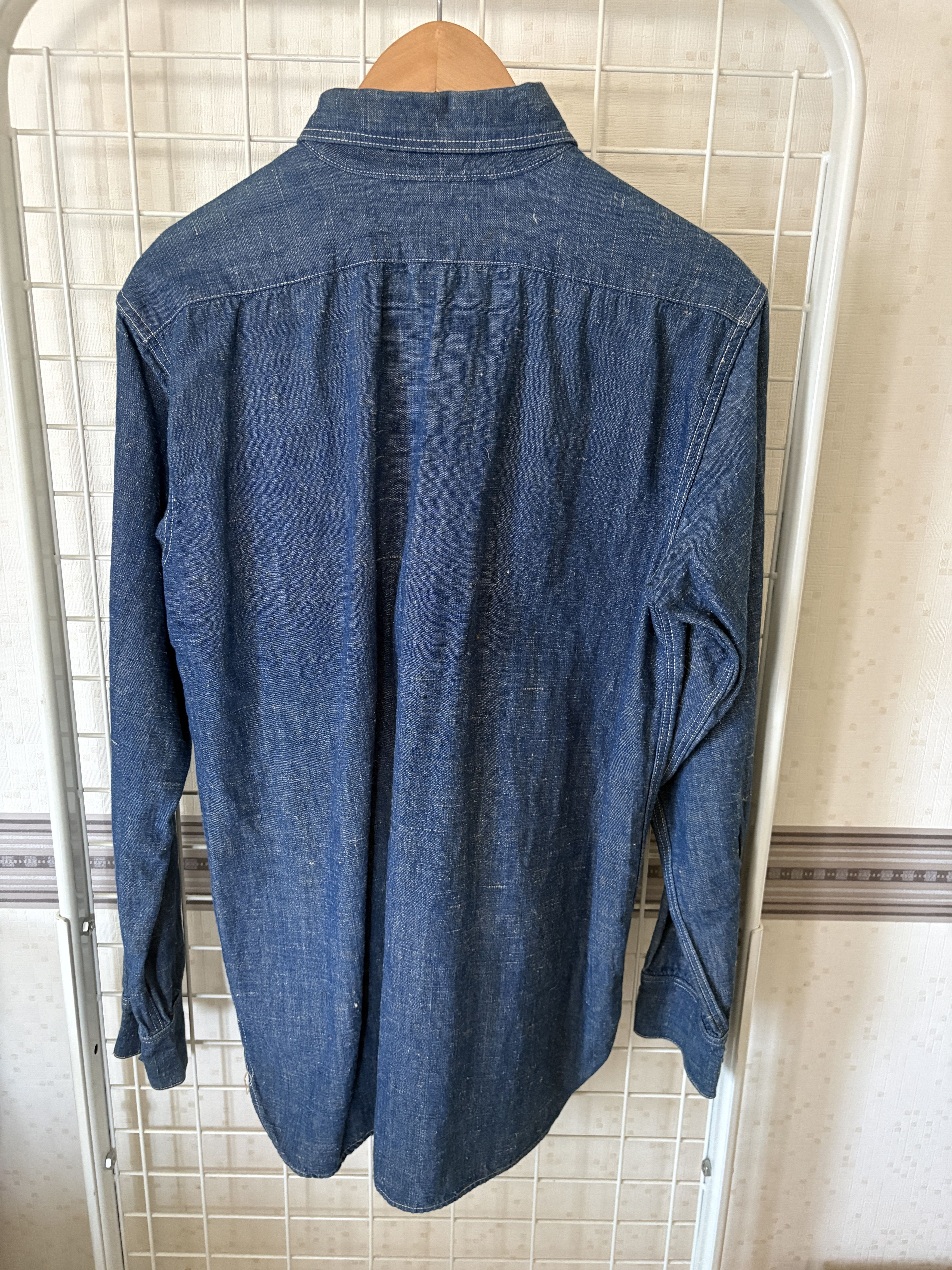 The Real McCoy's OLD The Real McCoy's Hemp Blend Nep Denim Work Shirt Size US M / EU 48-50 / 2 - 2 Thumbnail