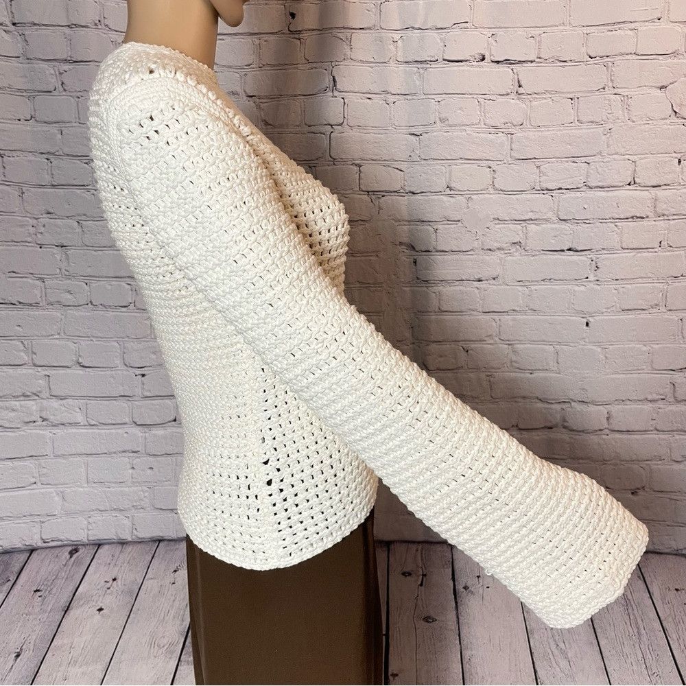 Theory NWT New $395 Theory Mesh Knit Long Sleeve Natural Cotton Bl Size S / US 4 / IT 40 - 3 Thumbnail