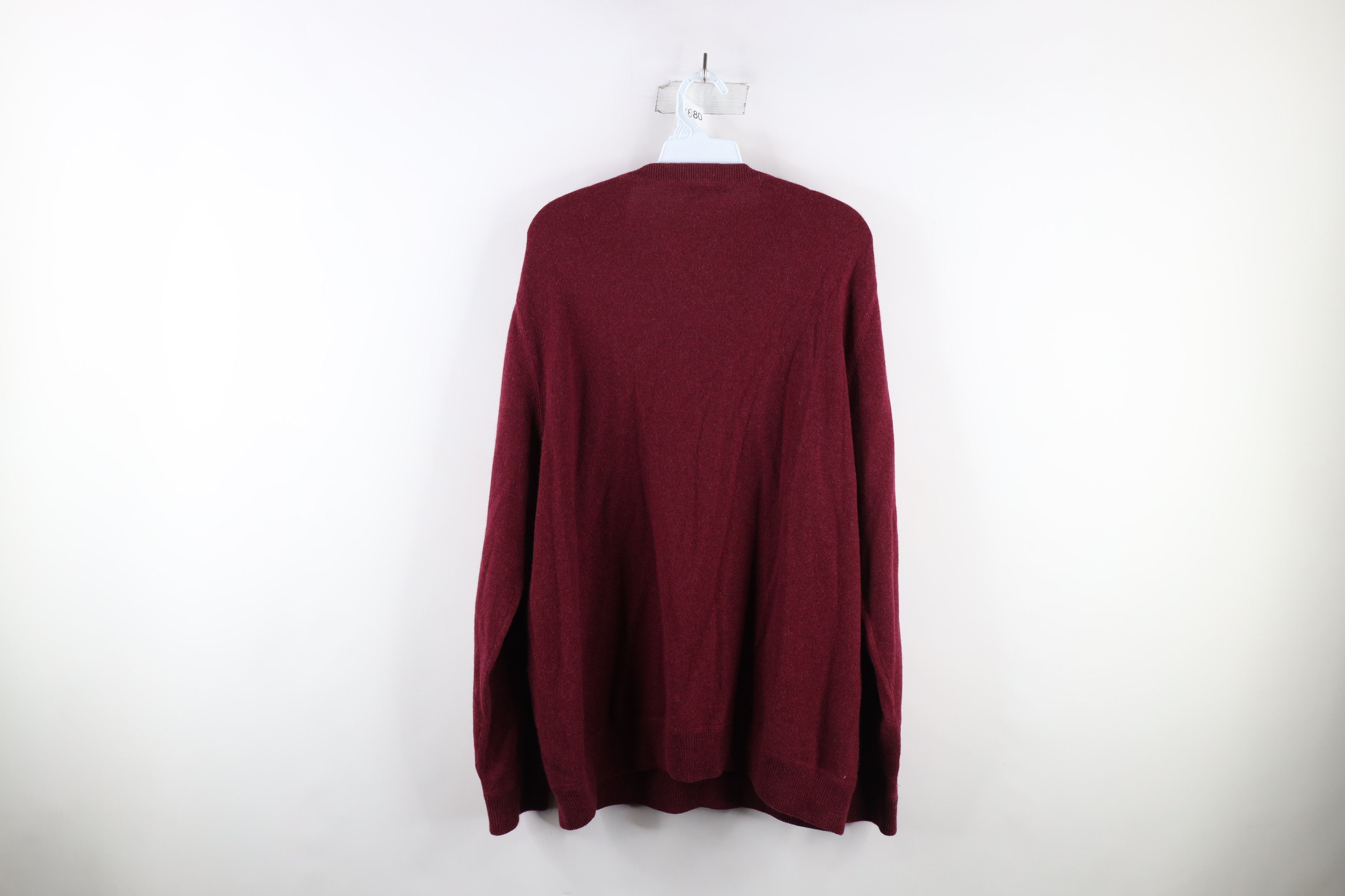 Vintage Vintage Blank Cashmere Knit Crewneck Sweater Burgundy Size US L / EU 52-54 / 3 - 5 Thumbnail