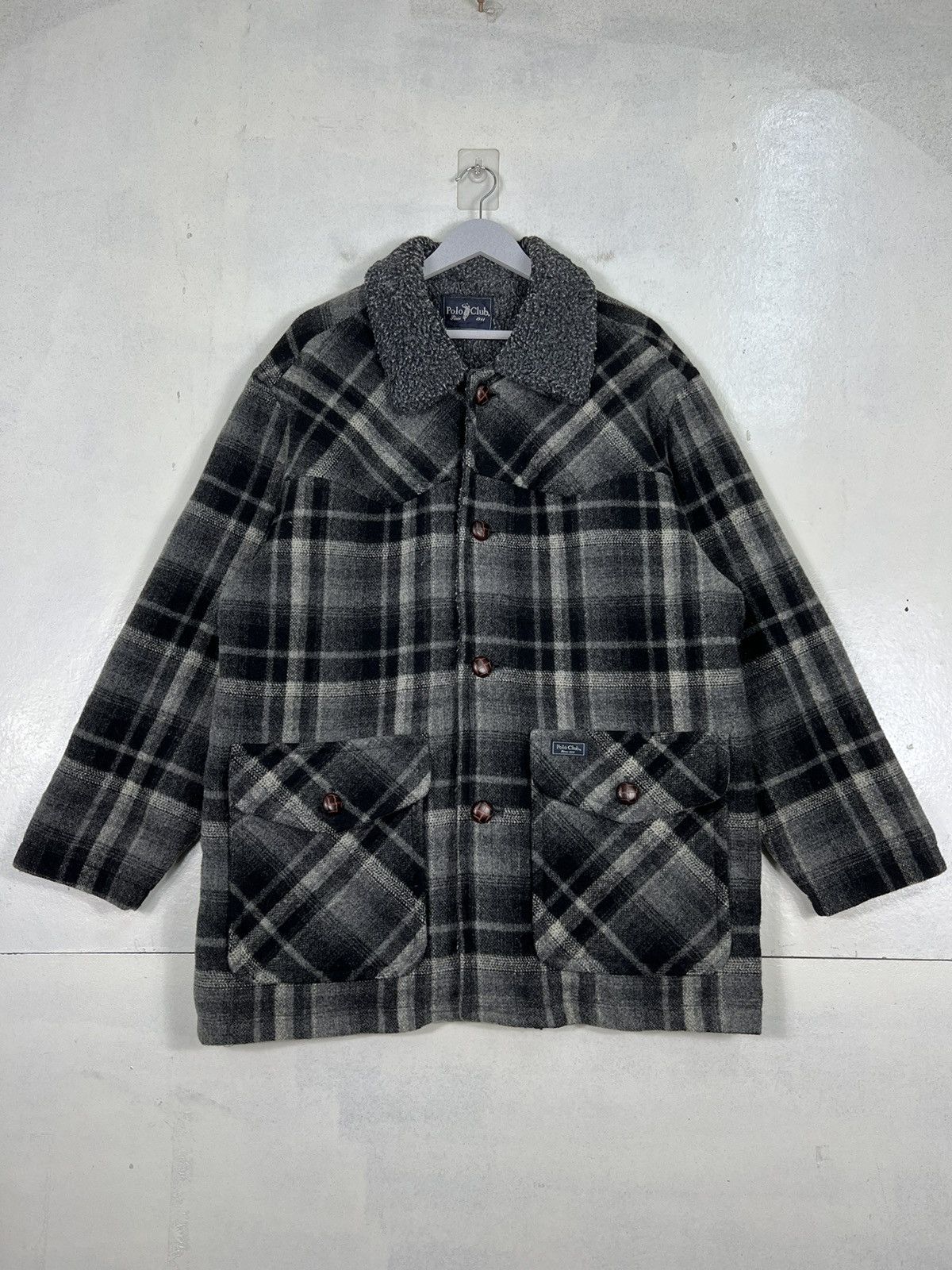 Japanese Brand 🔥 PLAID POLO CLUB WOOL CPO COMBAT JACKET Size US L / EU 52-54 / 3 - 1 Thumbnail