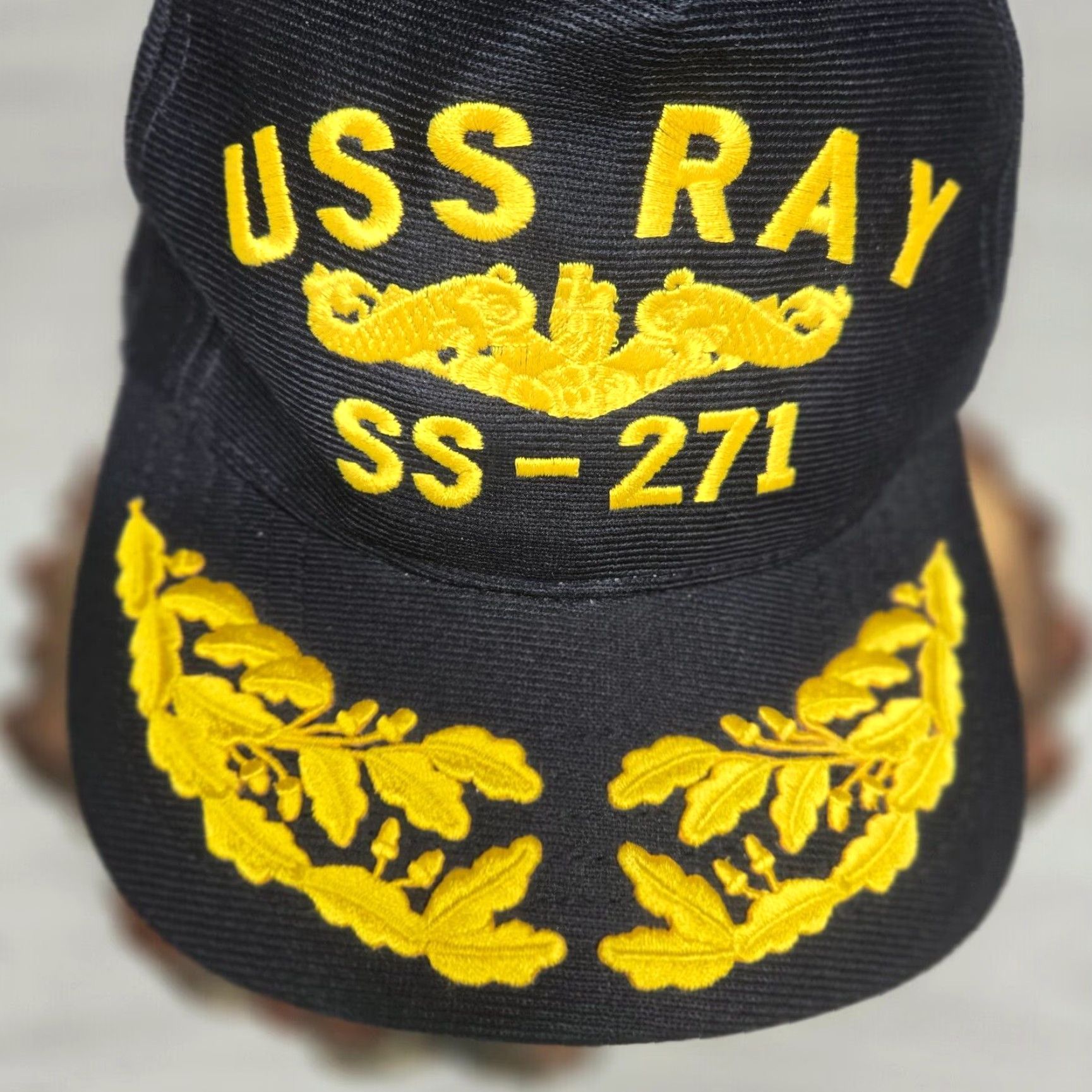 Bally Military Best USS Ray SSN-271 Embroidered Adjustable Snapback Hat, Hat, Men, One Size, Dark Blue / Gold Lettering, Baseball Cap, Embroidered, Snapback Size ONE SIZE - 2 Thumbnail