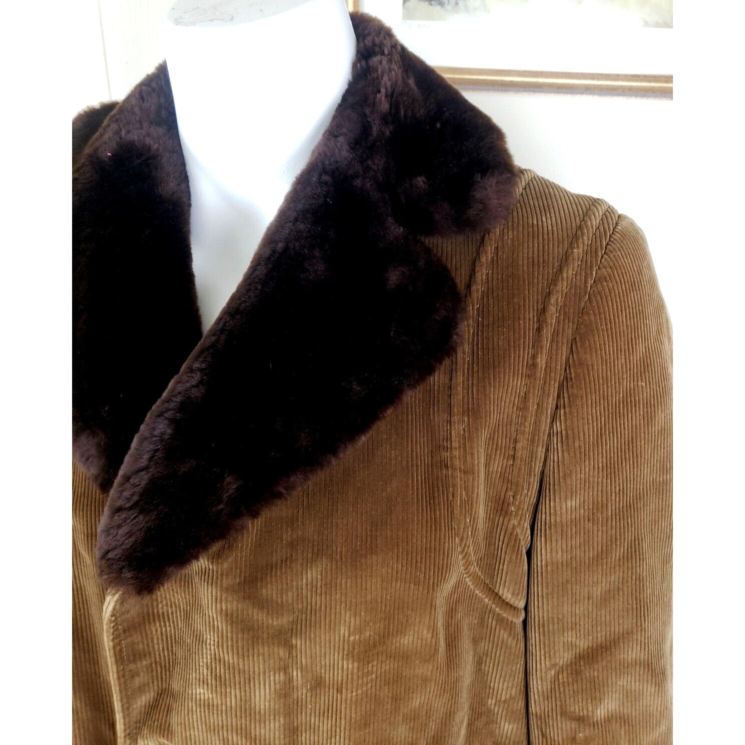 Vintage Vtg Corduroy Rancher Jacket Mens 42 Brown Faux Fur Collar Co Size US M / EU 48-50 / 2 - 2 Thumbnail