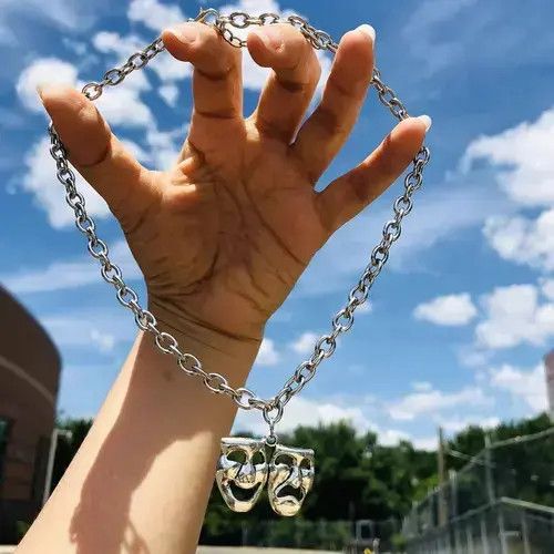 DFYNT Happy and Sad Drama Faces Pendant Necklace Size ONE SIZE - 3 Thumbnail