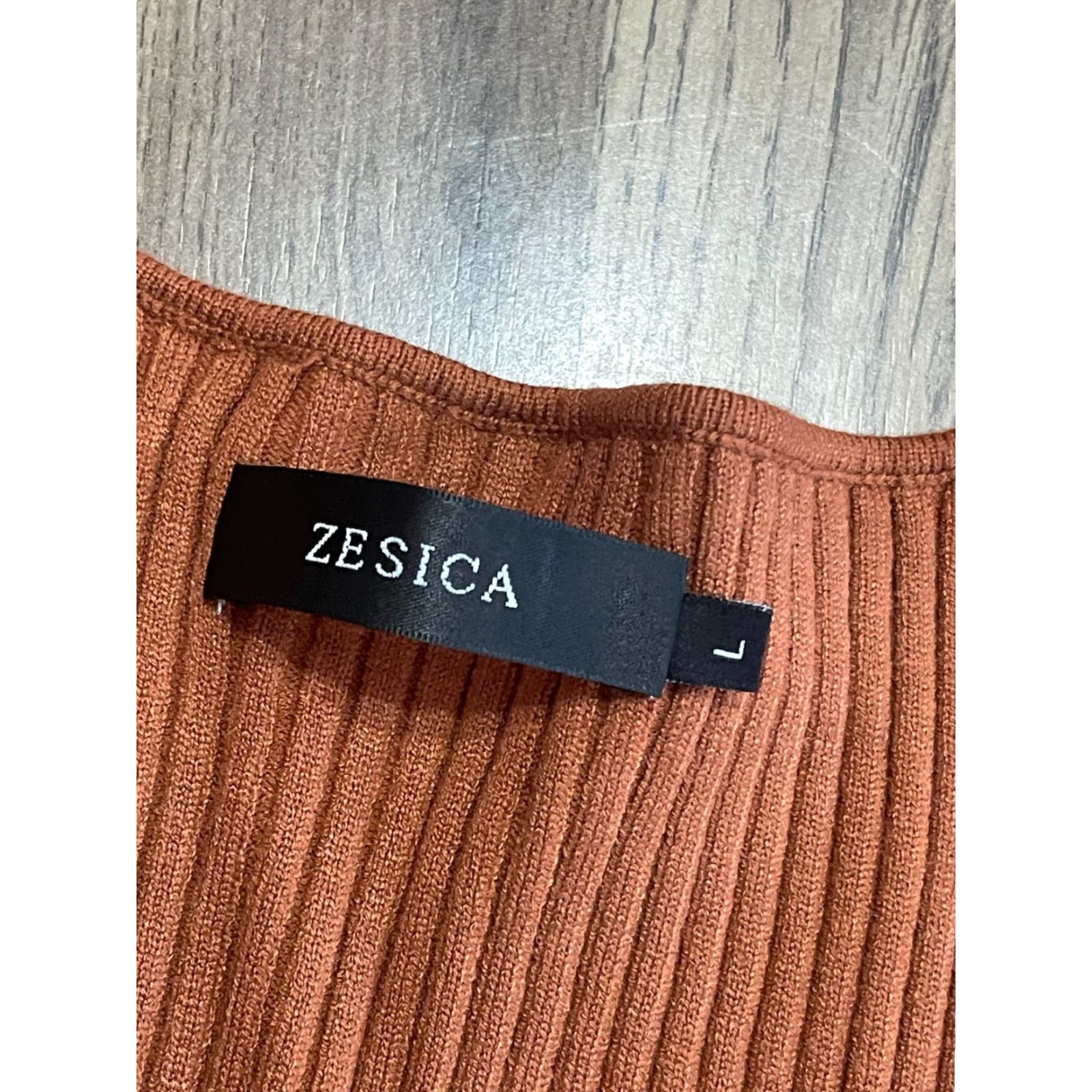 Vintage Zesica Shirt Women's Large Burnt Orange Ribbed Scoop Neck Fitted T-Shirt Regular Size L / US 10 / IT 46 - 3 Thumbnail