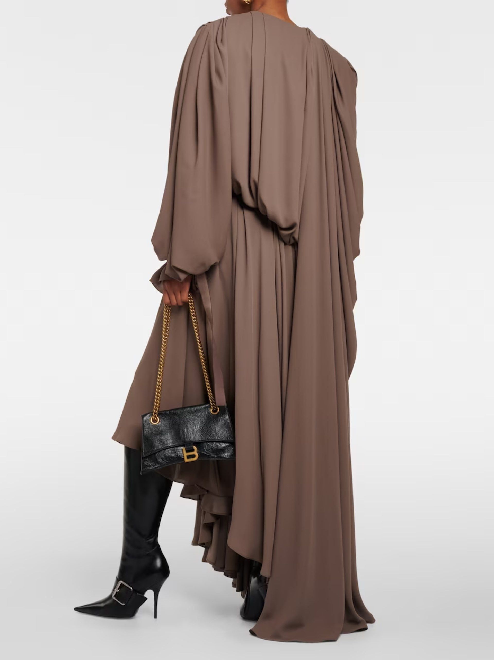 Balenciaga o1s1rm1125 All In V-Neck Dress in Brown Size M / US 6-8 / IT 42-44 - 2 Thumbnail