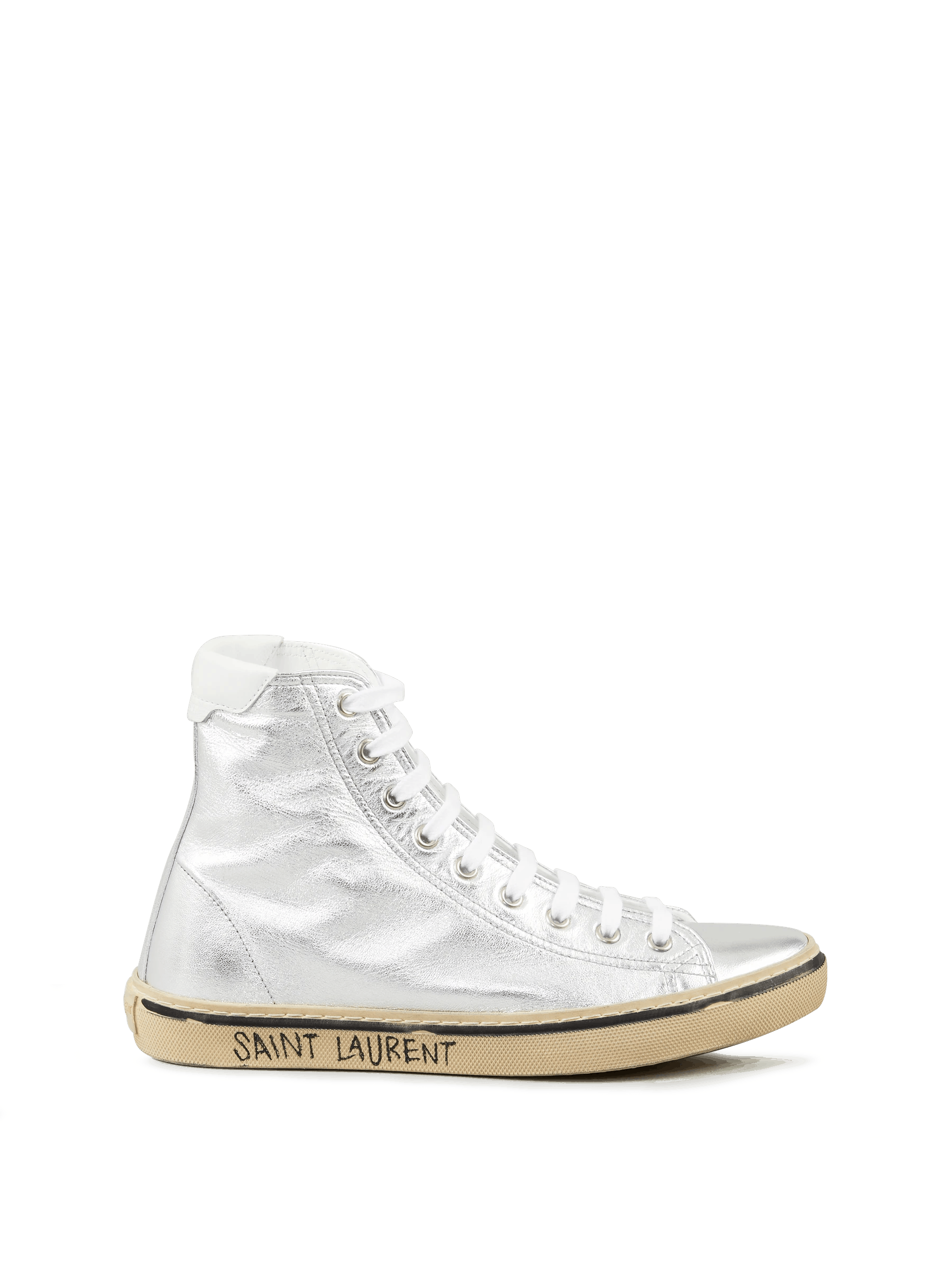 image of Saint Laurent Paris O1W1Db10324 Street 05 Liver/moon Sneakers In Silver, Men's (Size 8)