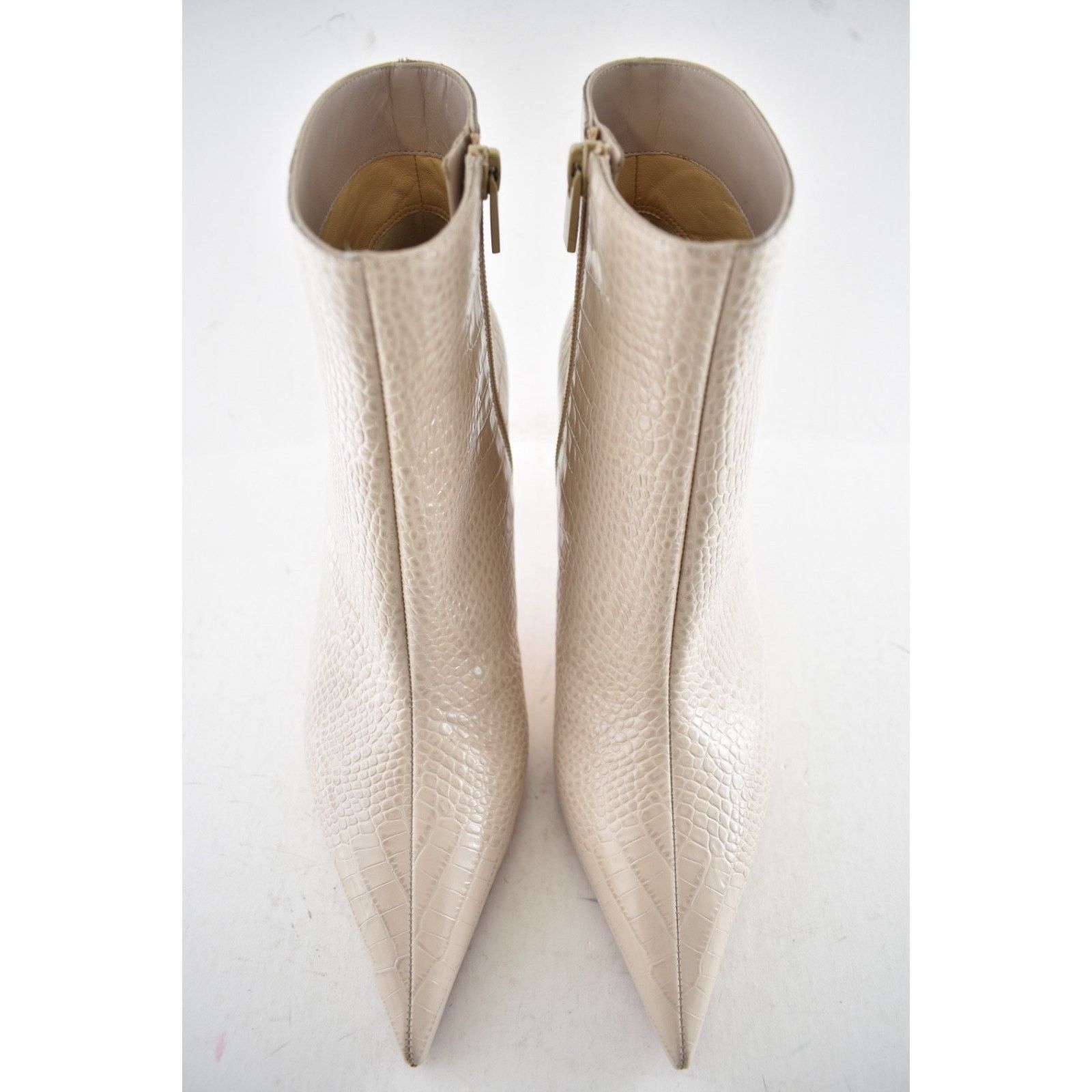 Christian Louboutin C. Louboutin Miss Z Booty 80 Pearl Beige Croc Boot 39 Size US 8 / IT 38 - 12 Thumbnail