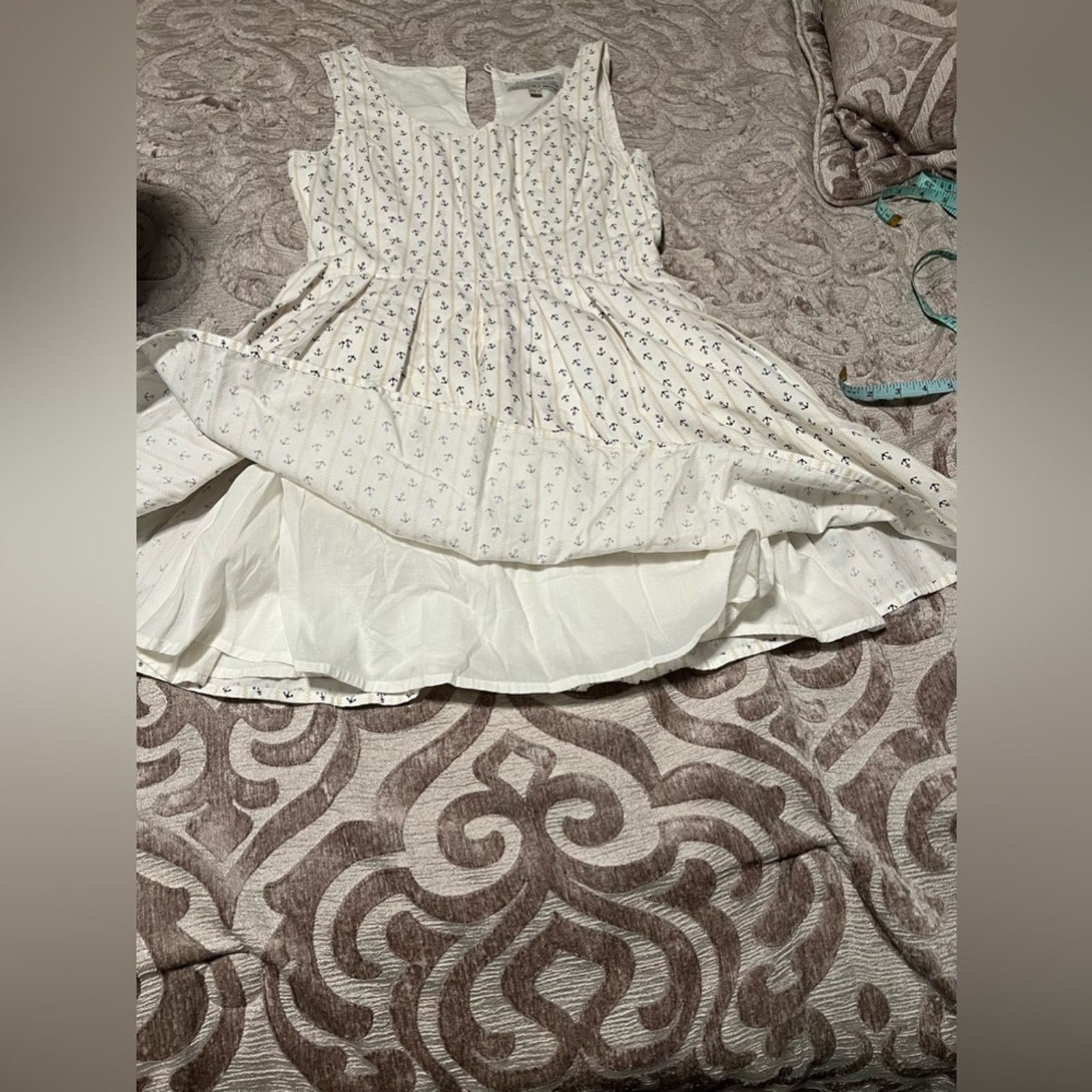 Jack Wills Jack Wills Women's Cream and Navy Dress - Size 6 Size M / US 6-8 / IT 42-44 - 6 Thumbnail