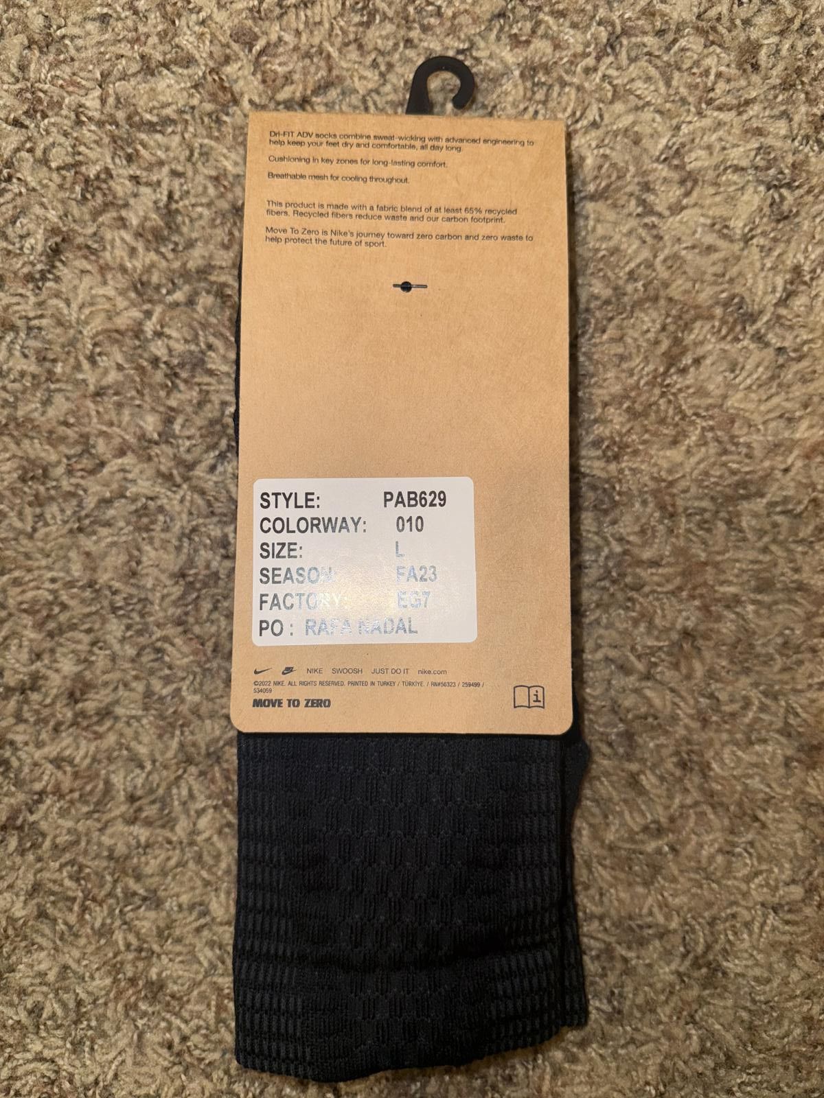 Nike RAFA NADAL ISSUED Nike Unicorn Dri-FIT ADV Cushioned No-Show Socks 1 Pair Sample Size ONE SIZE - 4 Thumbnail