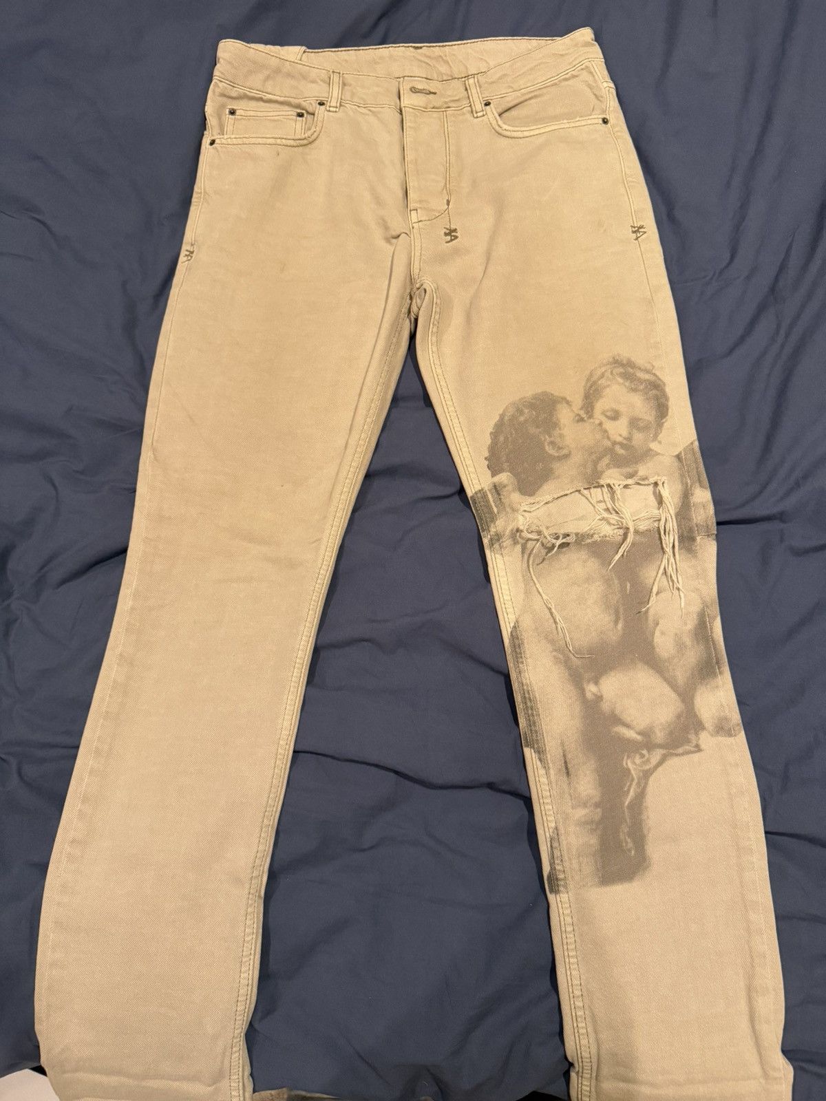 Ksubi Cherub Jeans Cream Bouguereau First Kiss Print Size 31