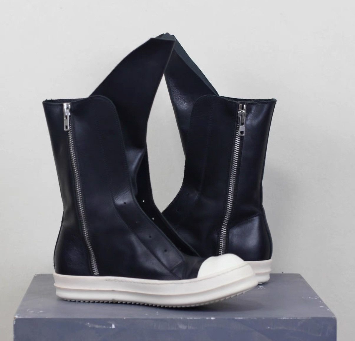 Rick Owens Rick Owens Leather High-Top Extended Tongue Military Boots Size US 8 / EU 41 - 4 Thumbnail
