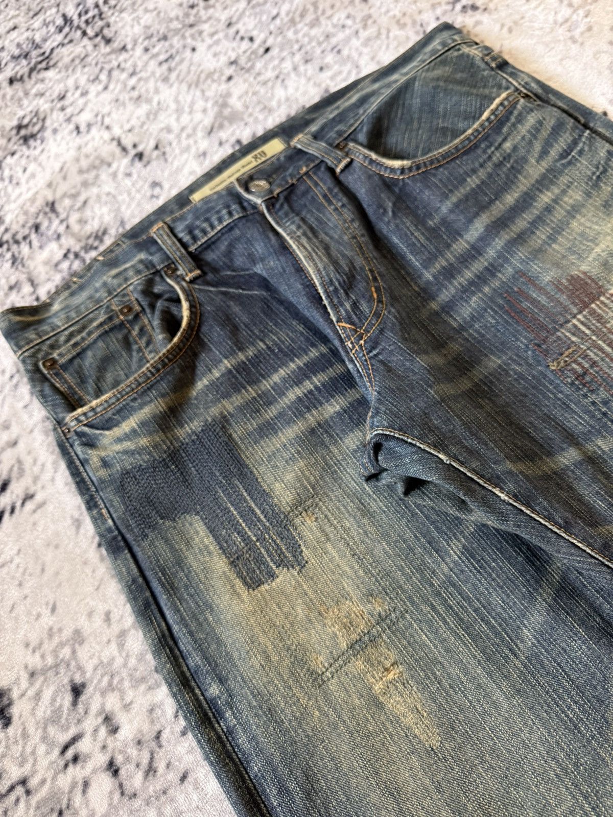 Japanese Brand Edwin XV Boro Repaired Heavy Stitch Mud Wash Jeans Size US 34 / EU 50 - 9 Thumbnail