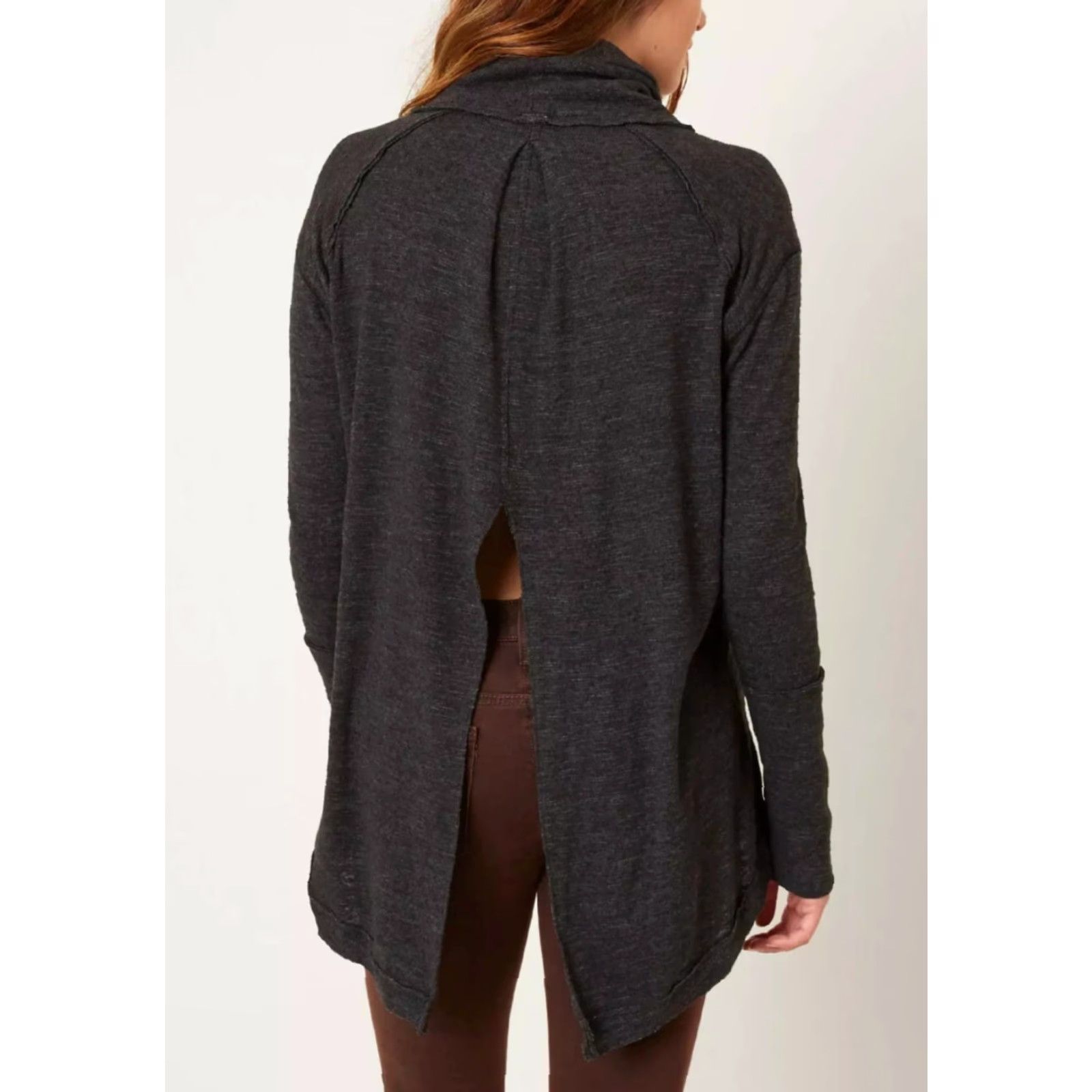 Free People NWT Free People We The Free Turtleneck Top Split Back Sz M Shirt Womens Black 90s Bohemian Glass City Size M / US 6-8 / IT 42-44 - 2 Thumbnail