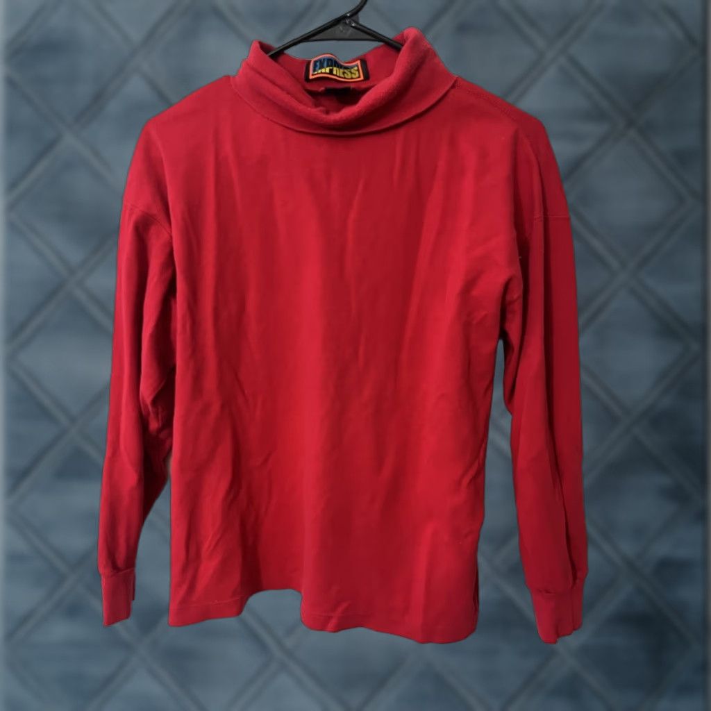 Express VINTAGE Express Shirt XL Red Long Sleeve Turtleneck Womens Adult XL Blouse 80s 90s Size XL / US 12-14 / IT 48-50 - 1 Thumbnail