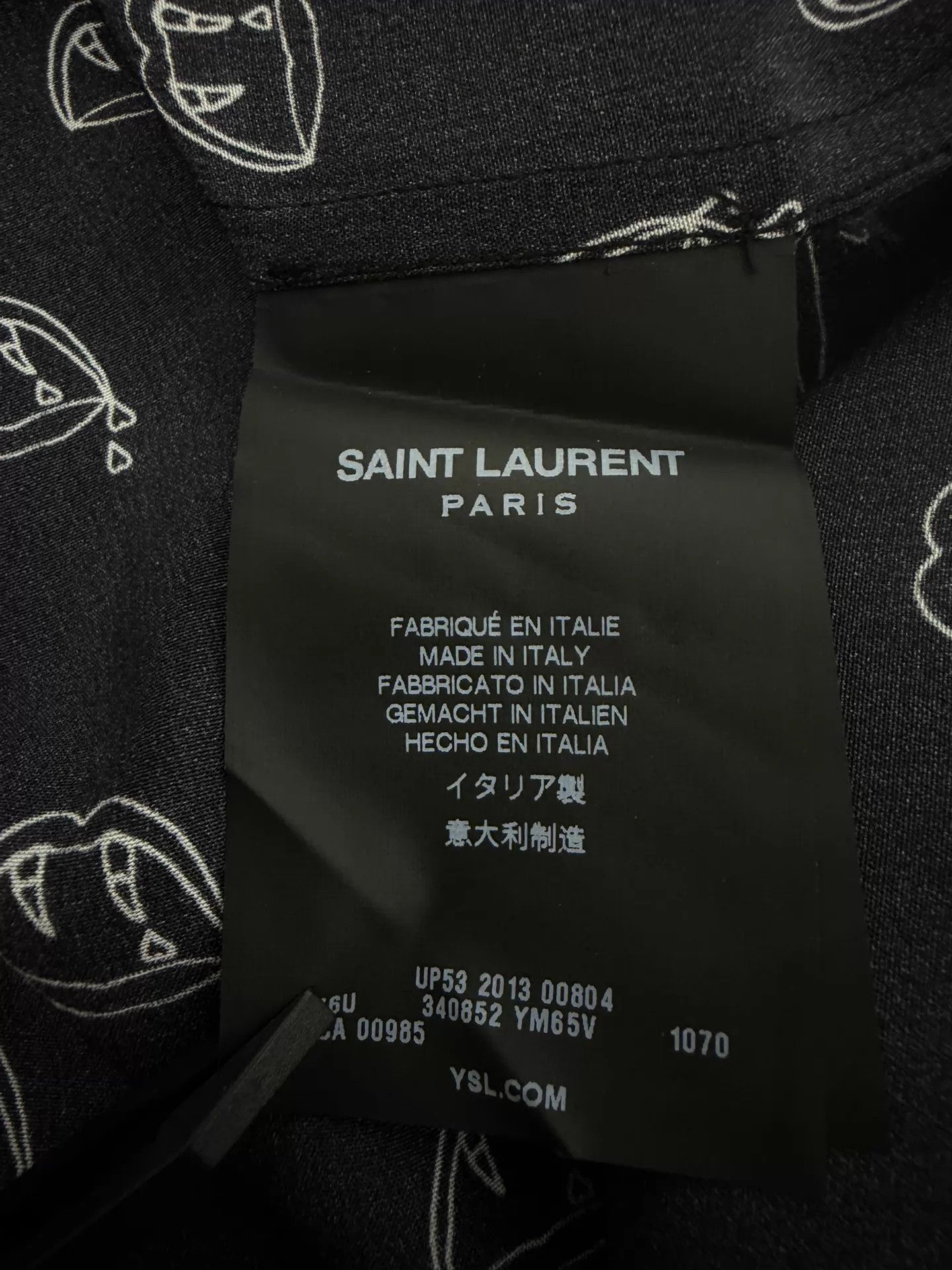 Saint Laurent Paris SLP 14ss Black Vampire Fangs Silk Shirt Size US XL / EU 56 / 4 - 5 Thumbnail