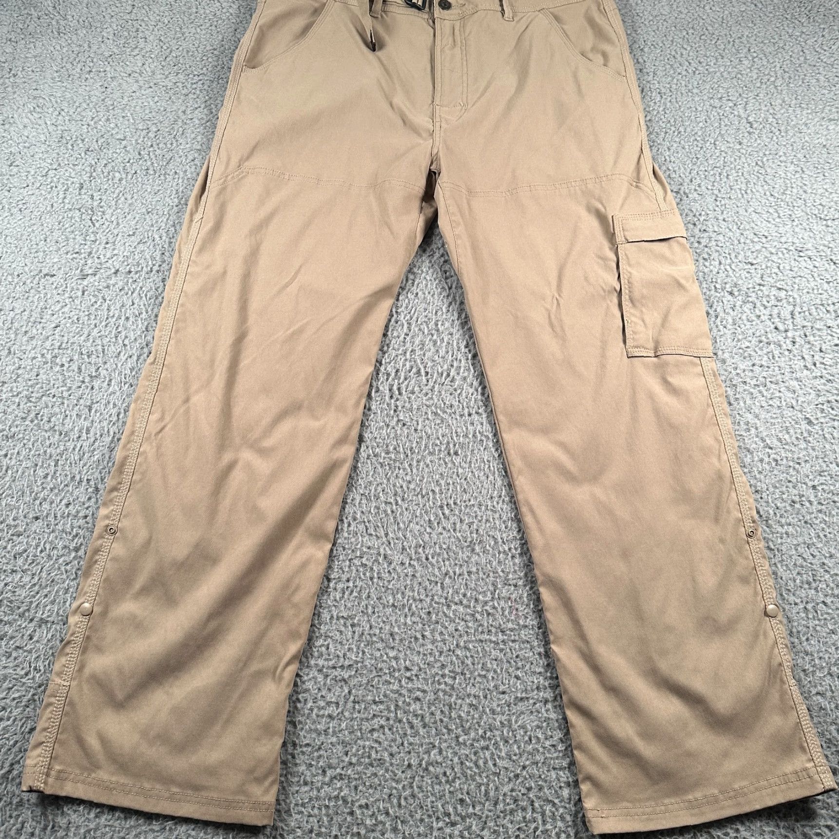 Prana prAna Cargo Pants Mens XLx30 Beige Straight Belted Nylon Hiking Outdoors Pants Mens Beige Cargo Belted Pockets Stretch Front Flat Belted Size US 36 / EU 52 - 3 Thumbnail
