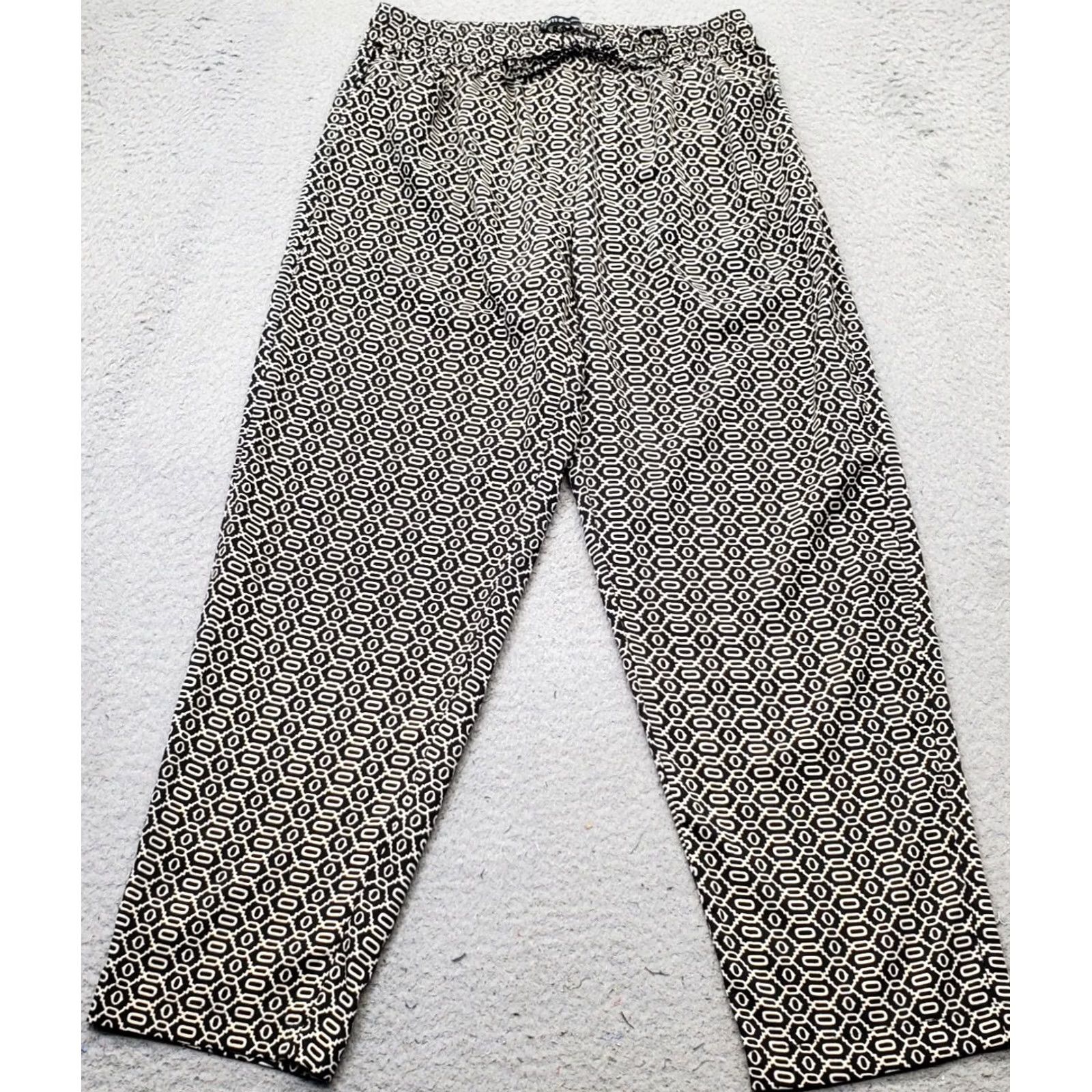 Vintage Walter Baker W118 Pants Womens Small Multi Geometric Elastic Waist Drawstring Size 28" / US 6 / IT 42 - 2 Thumbnail