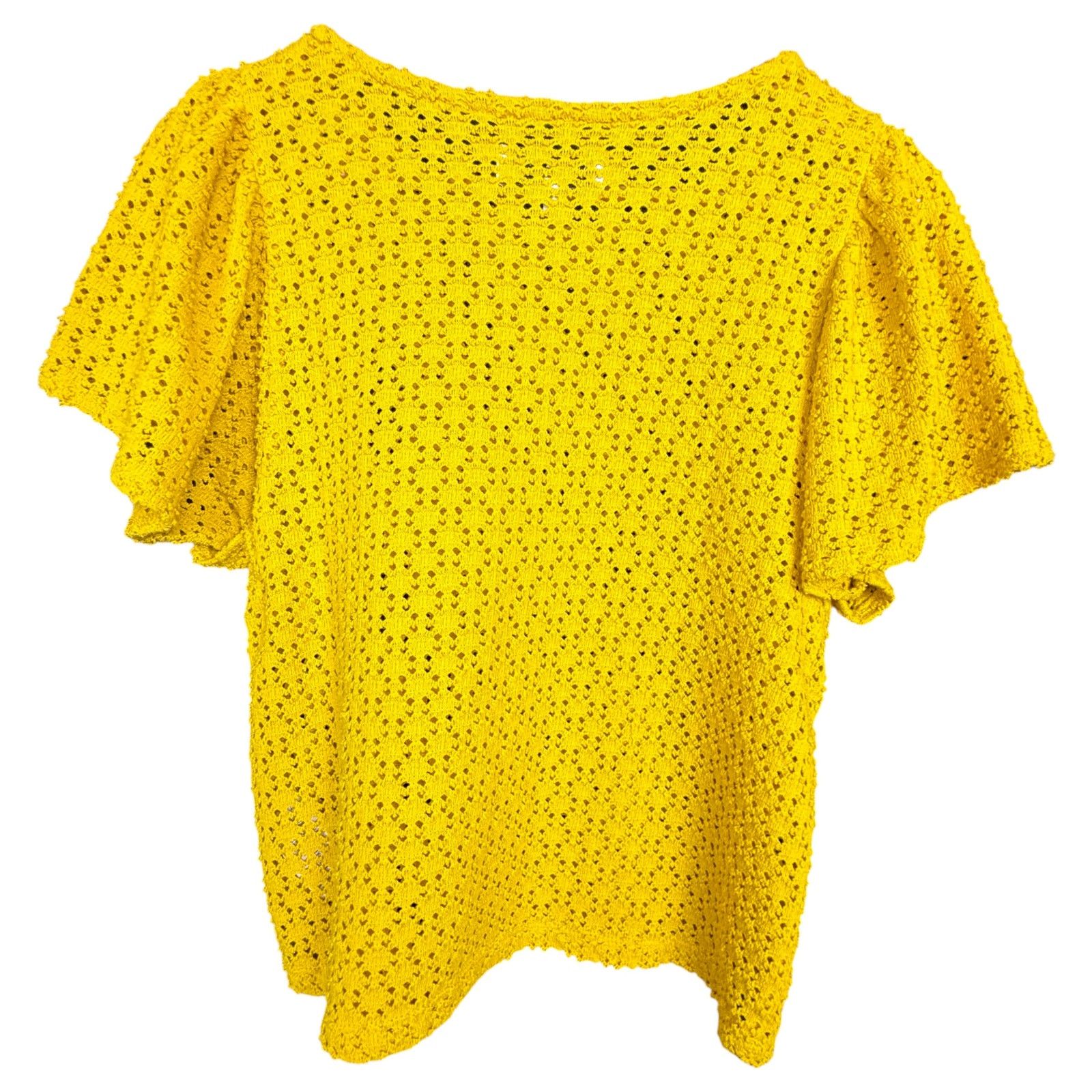 Madewell Madewell Women's Small Yellow Knit Flutter Sleeve Blouse Size S / US 4 / IT 40 - 2 Thumbnail