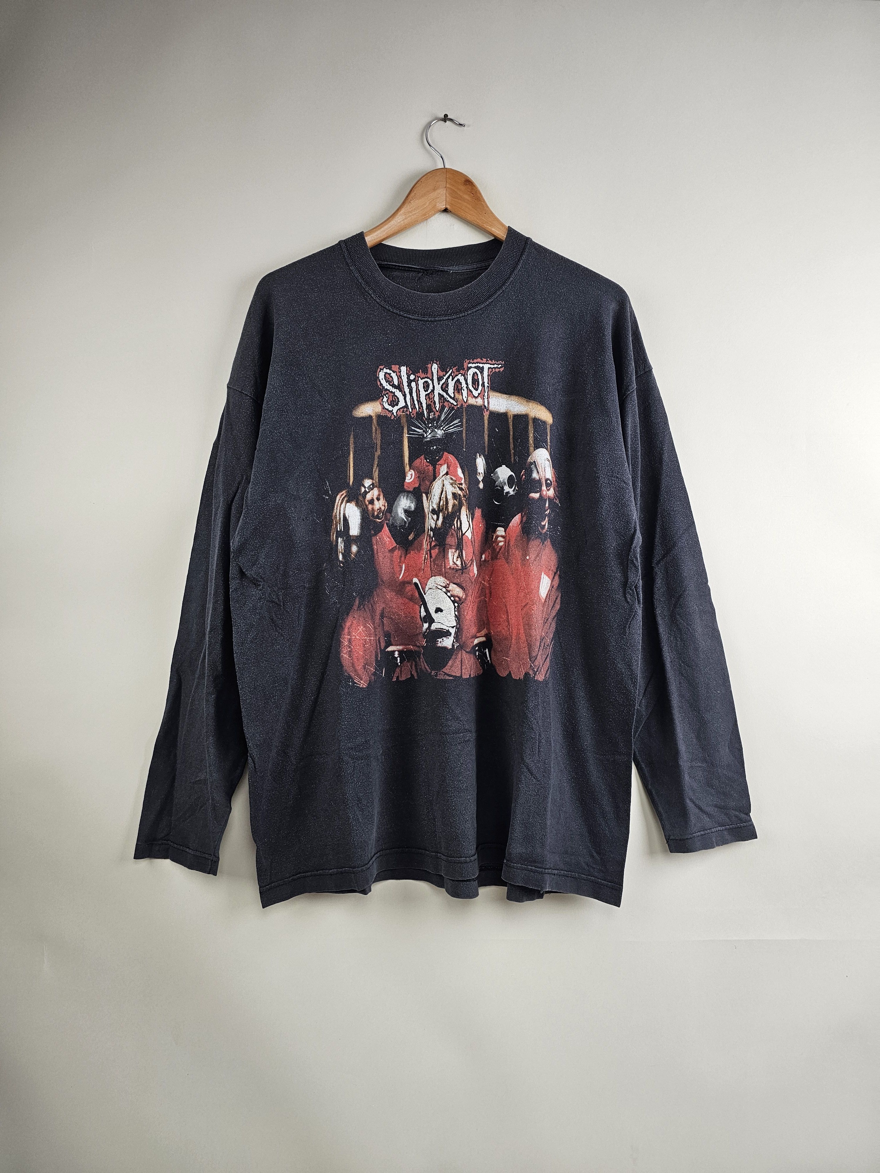image of Band Tees x Slipknot 90's Slipknot Iowa Long Sleeve XL 23" 29.5" in Black, Men's