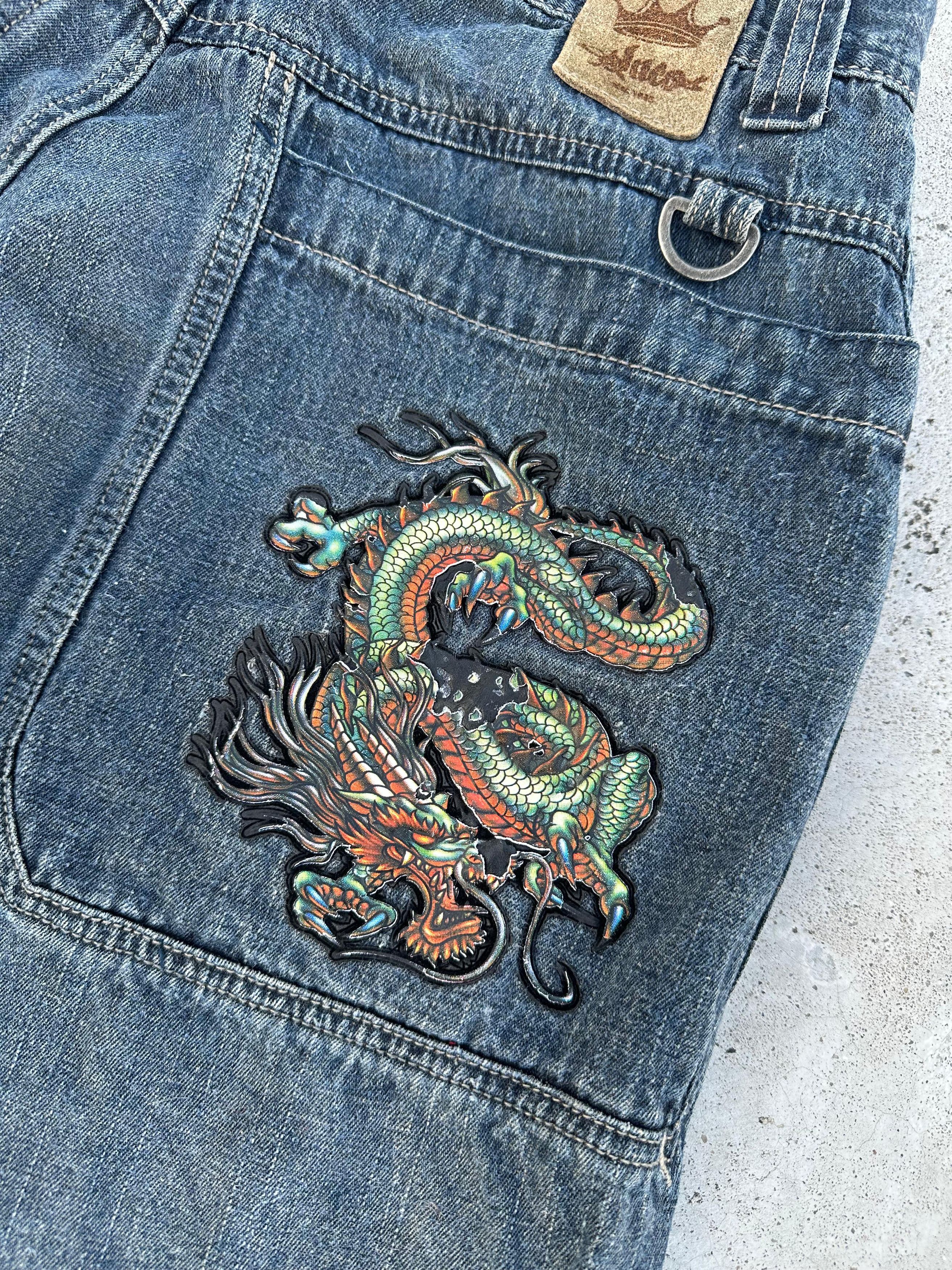 JNCO vintage jnco dragon jorts faded black Size US 28 / EU 44 - 4 Thumbnail