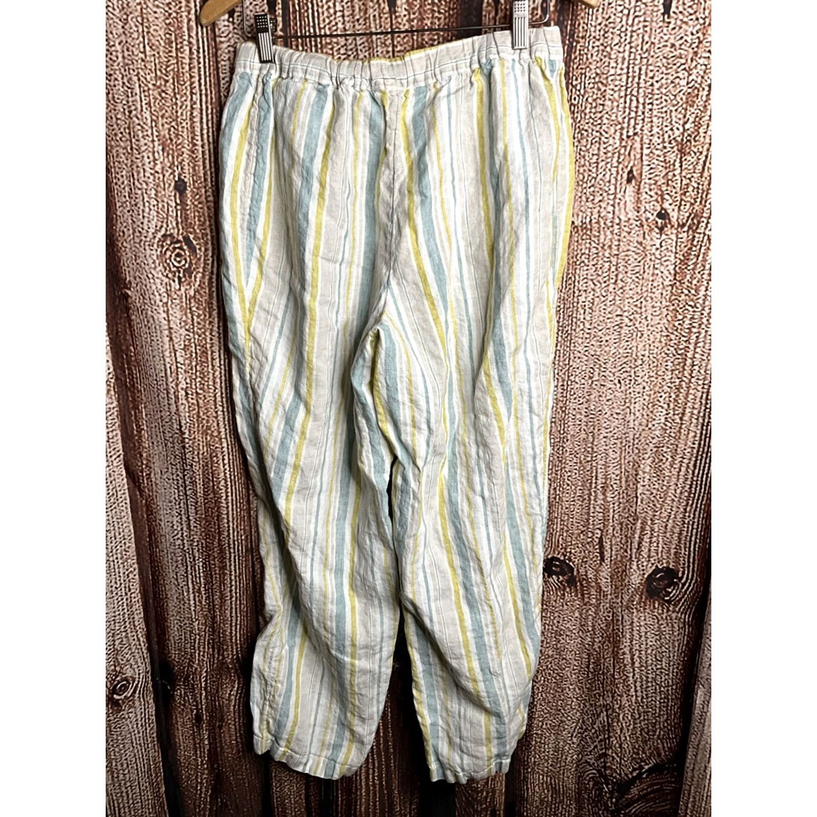 Coldwater Creek VINTAGE Coldwater Creek Linen Pants 8 Striped Cropped Neutral Boho Beach Vacation Women Size 30" / US 8 / IT 44 - 3 Thumbnail