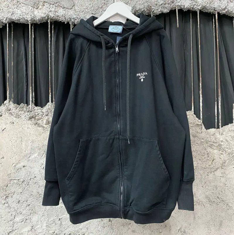 Prada Prada Black Cotton Long Sleeve Hoodie Size US XS / EU 42 / 0 - 1 Thumbnail