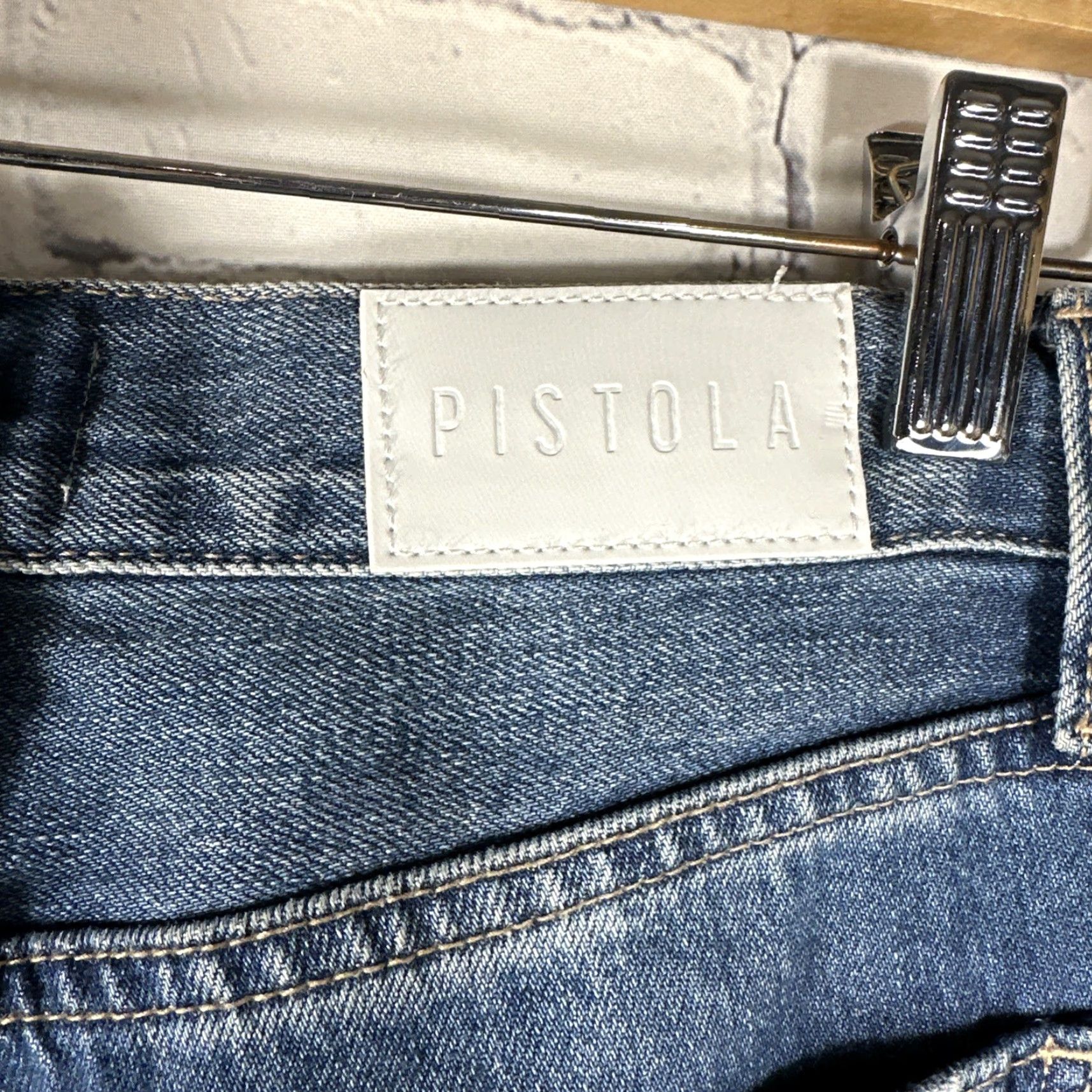 Pistola PISTOLA Jeans Charlie High Rise Straight Ankle Women’s 24 Distressed Blue Denim Button Fly 27in Inseam Regular Mens Womens Girls? Size 42" / US 20 - 5 Thumbnail
