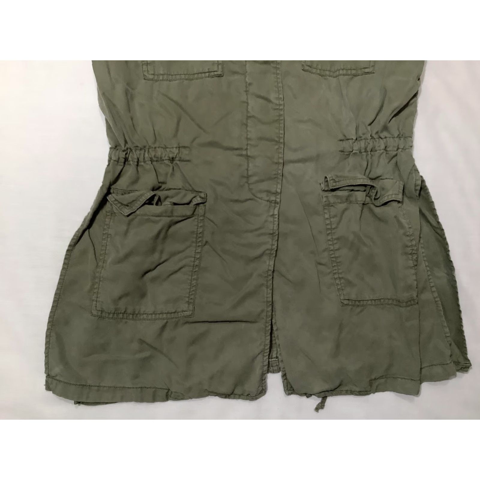 Buffalo David Bitton Buffalo David Bitton Top Womens S Olive Green Military Pockets Sleeveless Collared Button-Up Utility Shirt Short Mid-Length Size S / US 4 / IT 40 - 3 Thumbnail