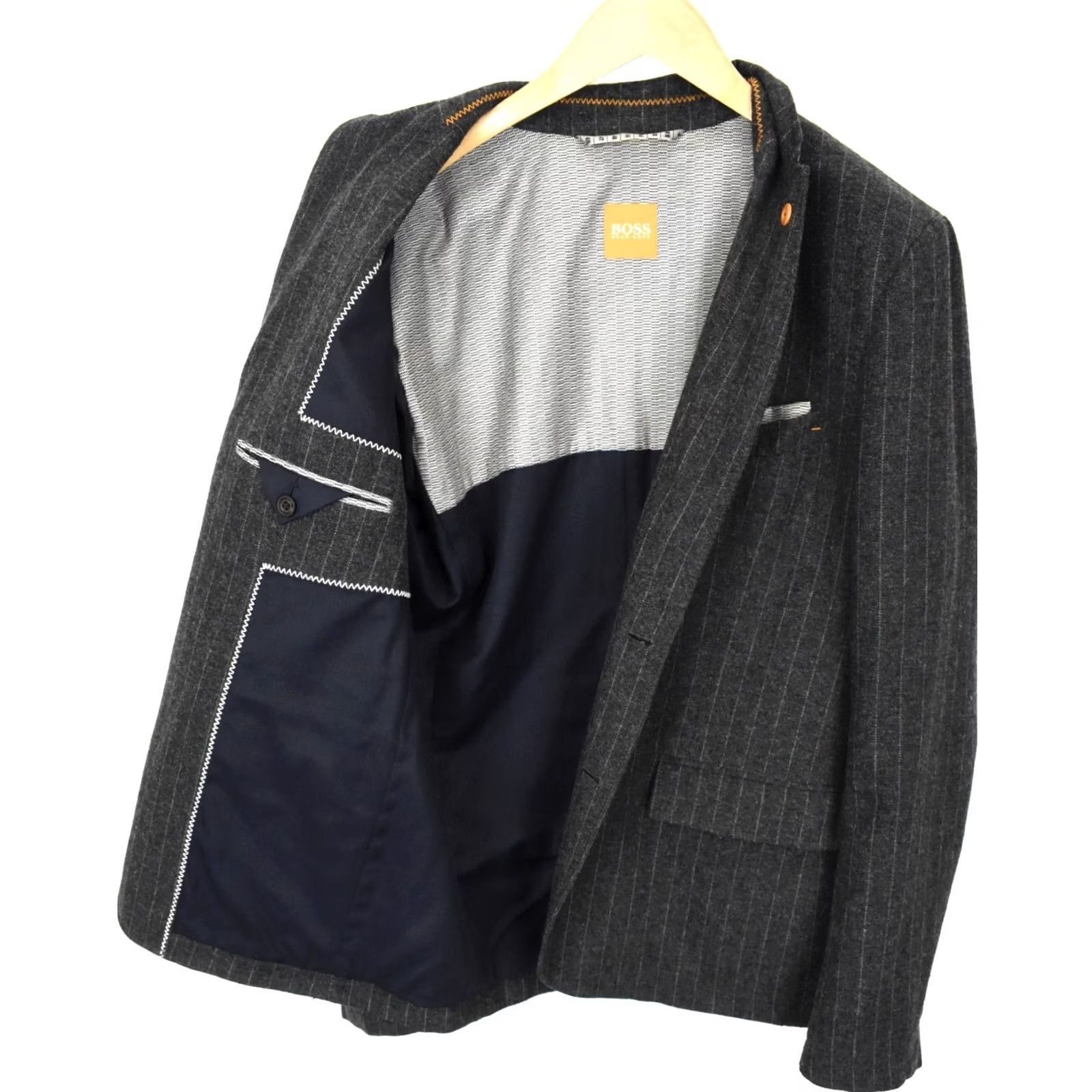 Hugo Boss HUGO BOSS Blazer Men US 42R Wool Blend Pinstripe Slim Notch Lapel Orange Label Beneslim7 Shirt Size 42R - 5 Thumbnail