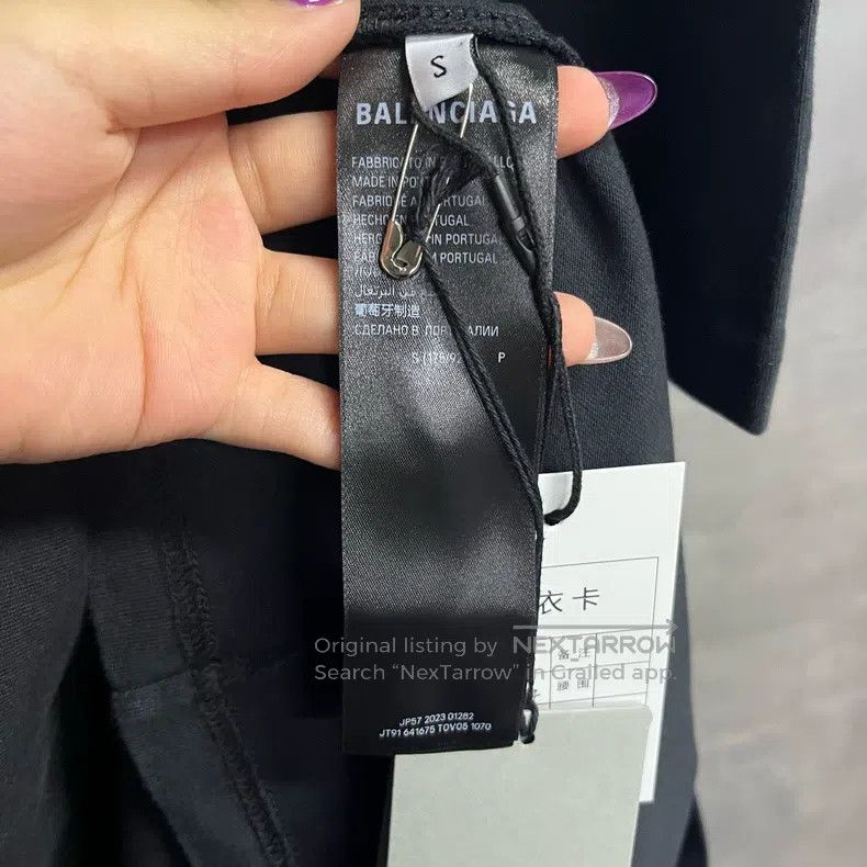 Balenciaga Balenciaga Black Logo Print Plain Knit Short Sleeve Size US S / EU 44-46 / 1 - 3 Thumbnail