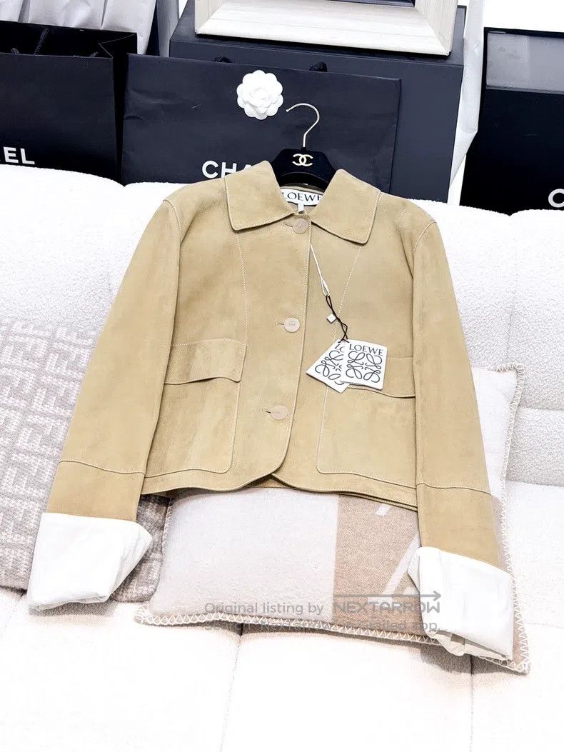 Loewe Loewe Camel Suede Short Leather Jacket Size XS / US 0-2 / IT 36-38 - 1 Thumbnail