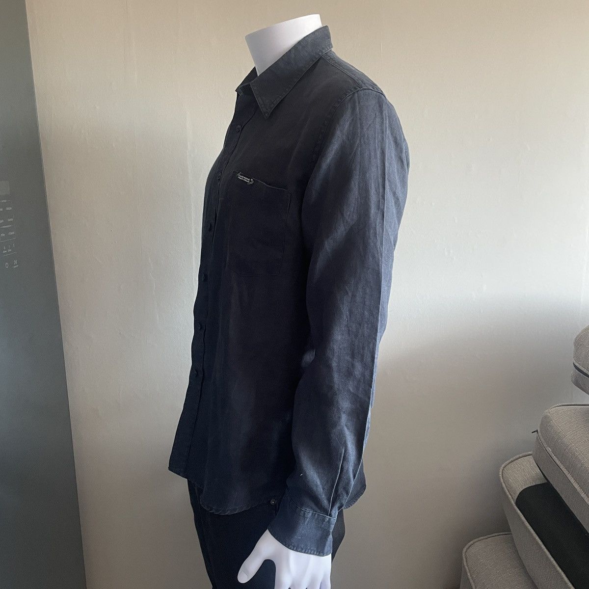 Marithe + Francois Girbaud Marithé et François Girbaud Vintage Linen Black Logo Shirt Size US XL / EU 56 / 4 - 2 Thumbnail