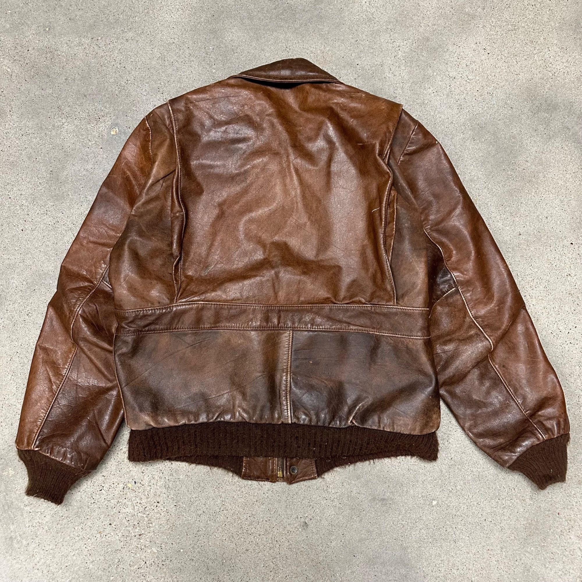 Excelled × Vintage Vintage 70s Excelled A2 Military Style Genuine Leather Jacke Size US L / EU 52-54 / 3 - 2 Thumbnail