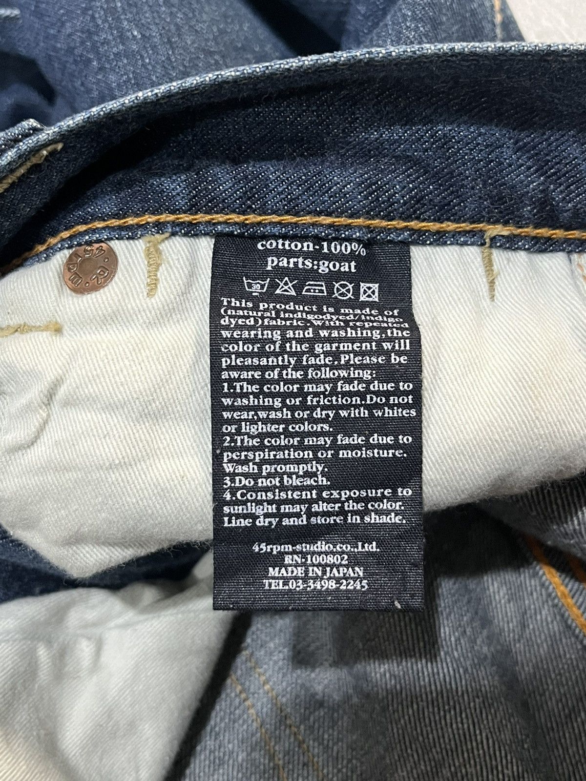 45rpm Japanese 45rpm Denim Cropped Indigo Dyeing R Embroidery Size 26" / US 2 / IT 38 - 10 Thumbnail