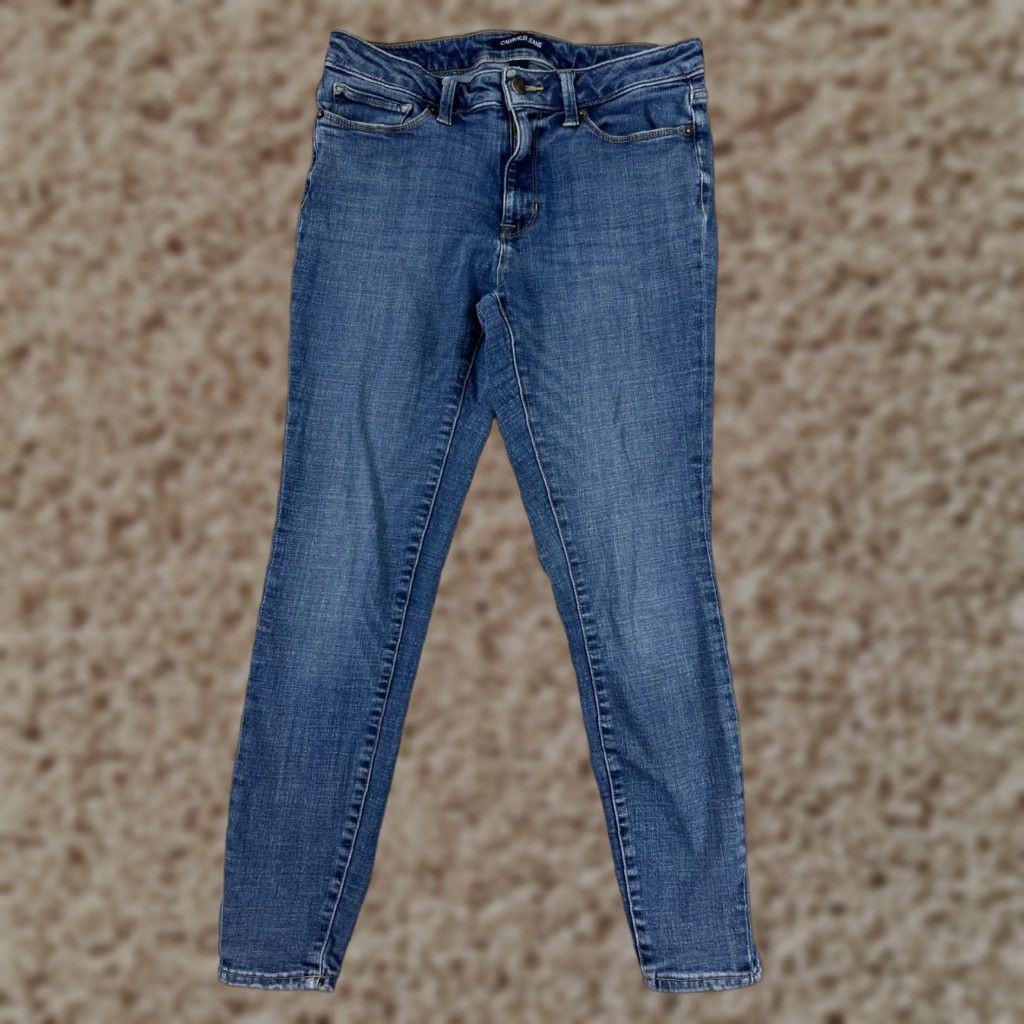 Calvin Klein Calvin Klein Women's Tapered Skinny Jeans 8 Blue Denim Stretch 27in Inseam Modern Fit Size 30" / US 8 / IT 44 - 1 Thumbnail